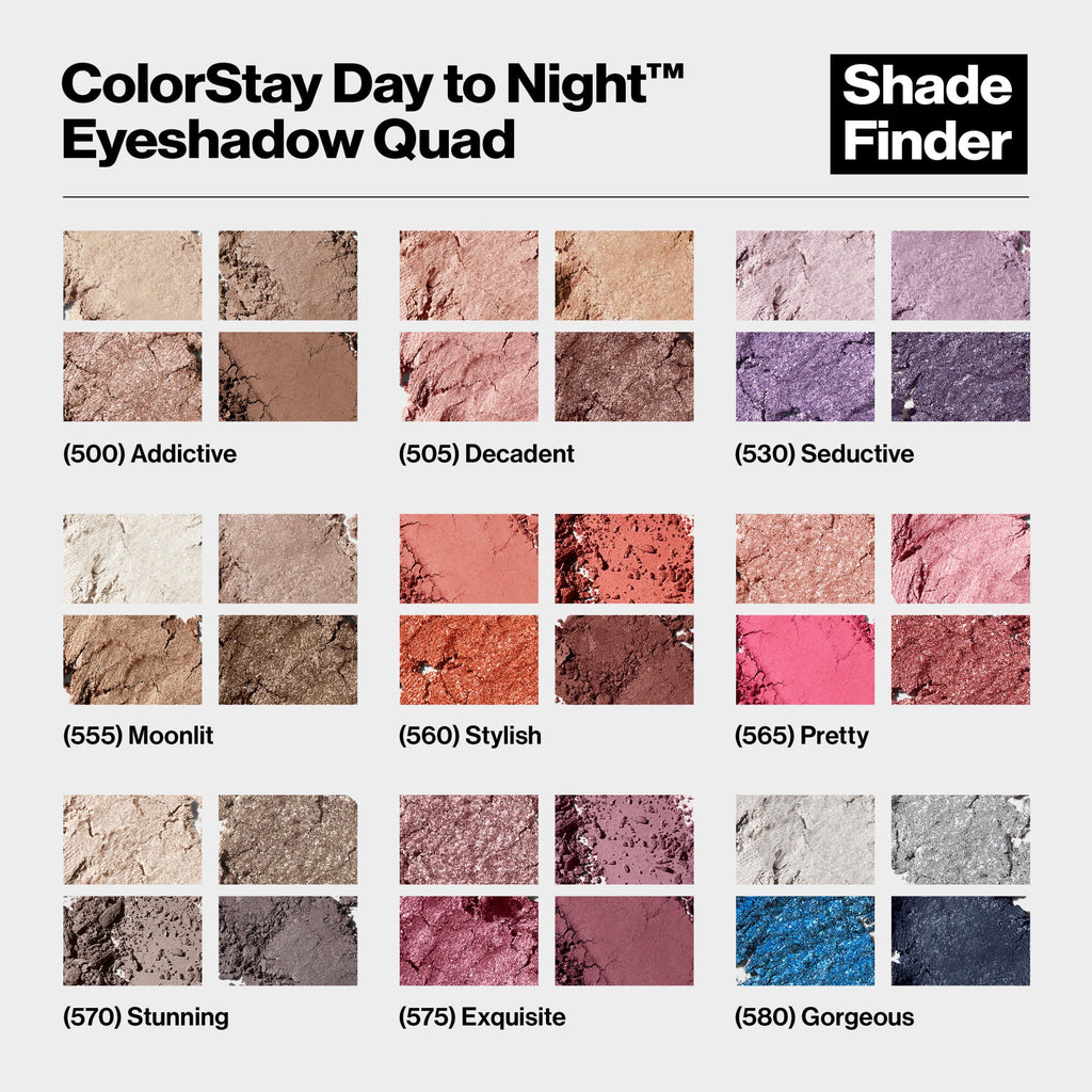 Revlon ColorStay Day to Night Long Lasting Matte and Shimmer Eyeshadow Quad, 530 Seductive, 0.16 oz