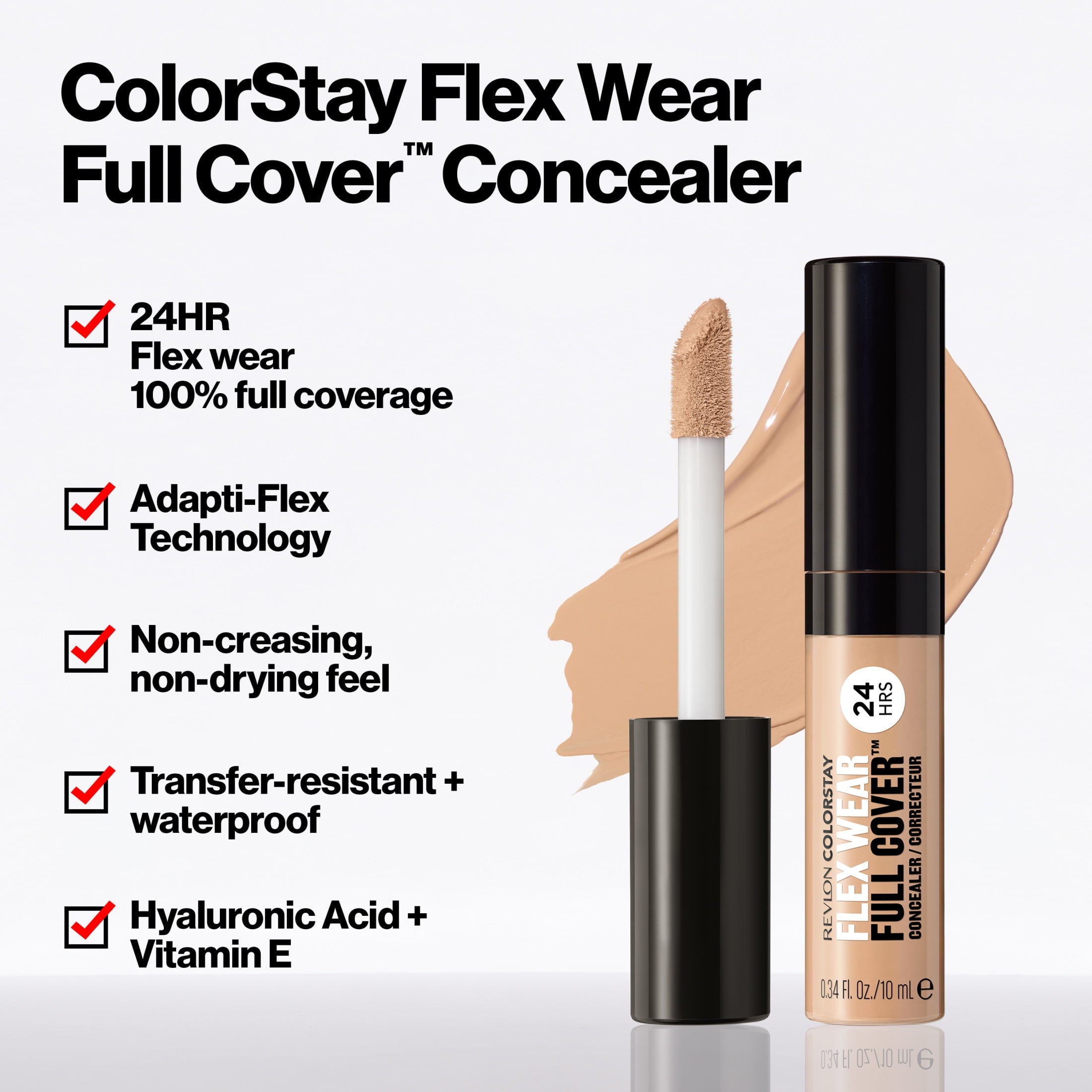 Revlon ColorStay Flex Wear Concealer, Full Coverage, 24HR Wear, 060 Deep, 0.34 fl oz