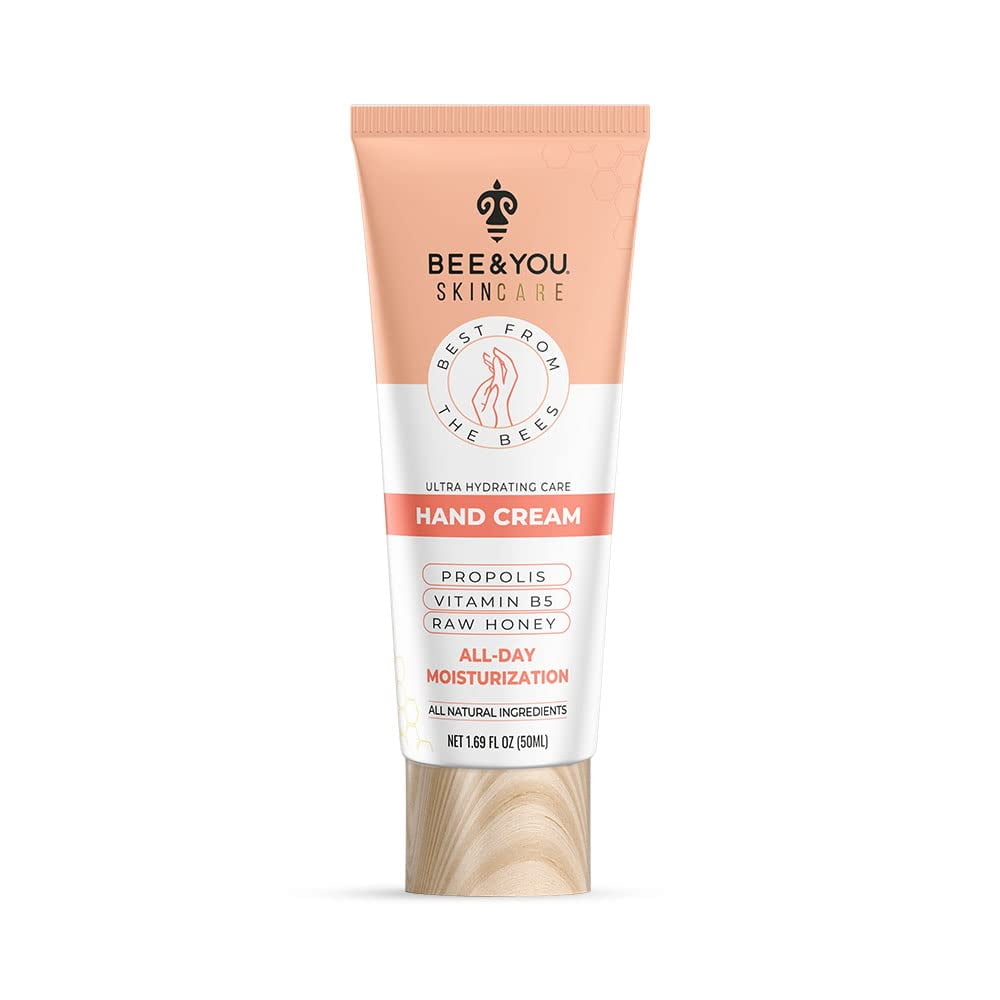 BEE and YOU Ultra Hydrating Natural Hand Cream, Fast Absorbing & Extra Protection with Shea Butter, Vitamin B5, Raw Honey and Bee Propolis, 1.69 fl. oz…