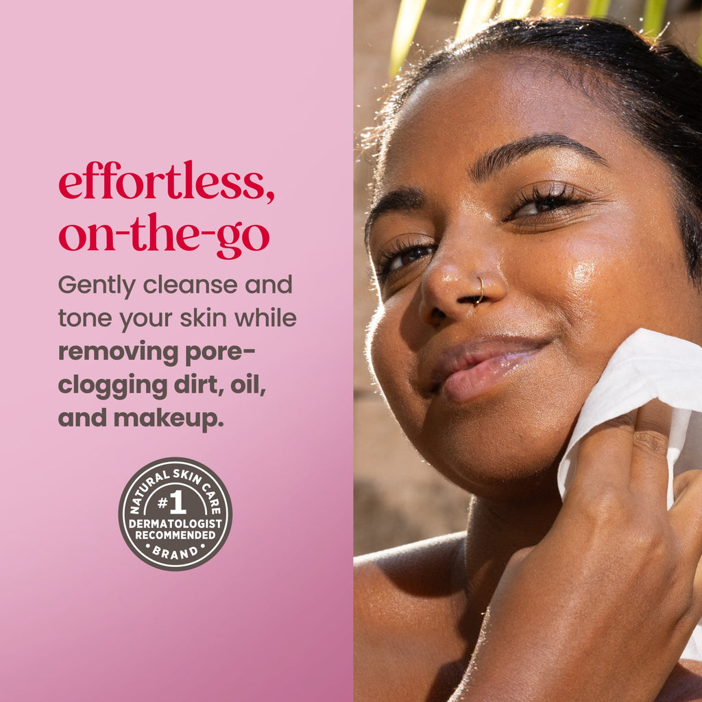 Burt's Bees Micellar Rose Water Facial Towelletes Value Twin Pack, 60 Count Total