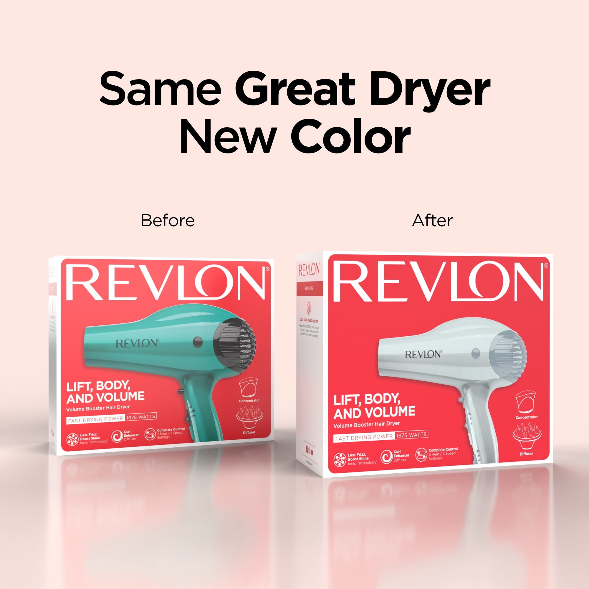 Revlon Ionic Volume Booster Hair Dryer, 1875W, Blue Silver