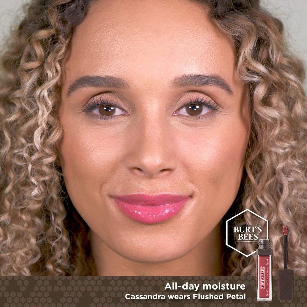 Burt's Bees 100% Natural Moisturizing Liquid Lipstick, Flushed Petal - 1 Tube