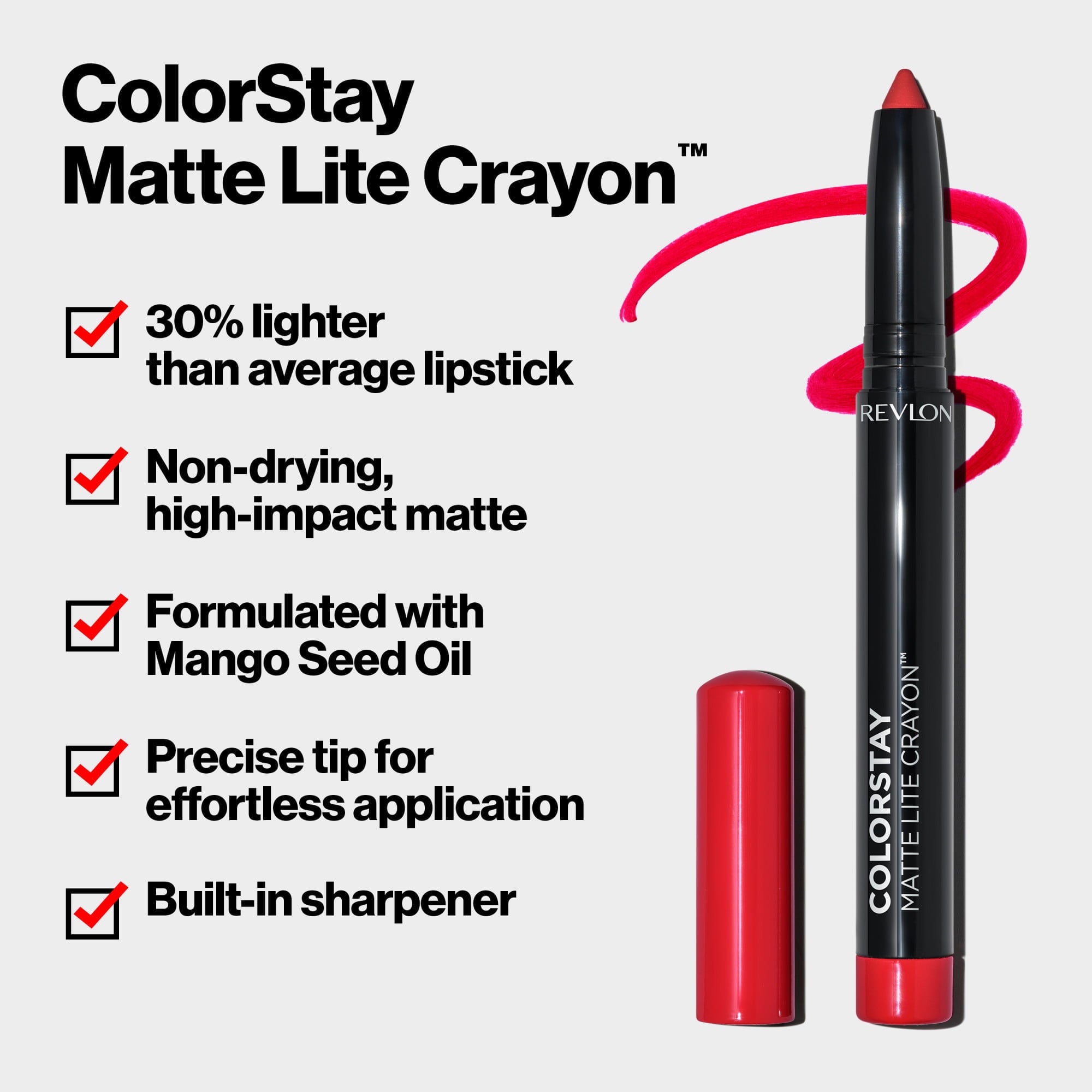 Revlon ColorStay Matte Lite Crayon Lightweight Lipstick, 004 Take Flight
