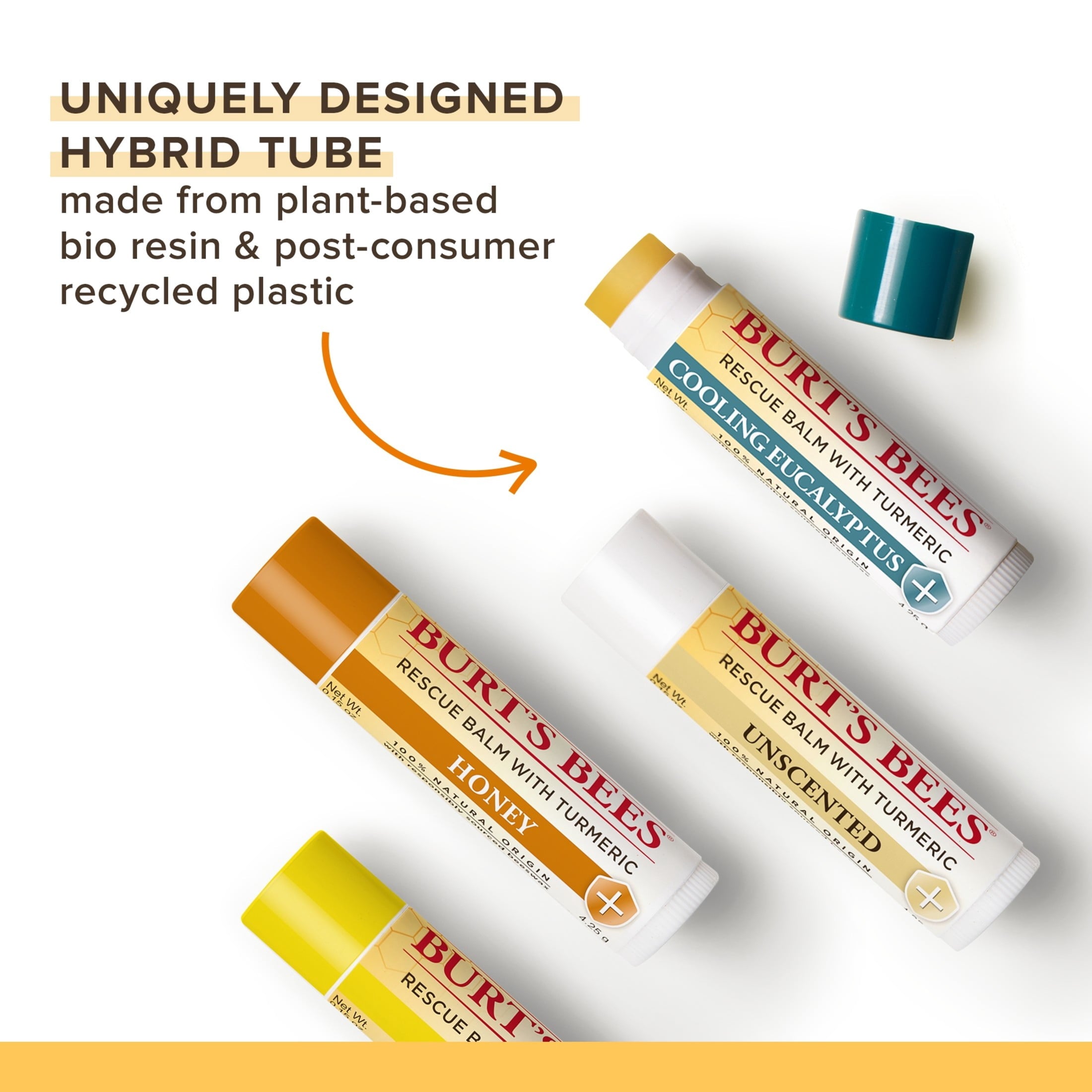 Burt's Bees Rescue Balm Lip Balm Pack, 4-Pack, 0.15 oz.