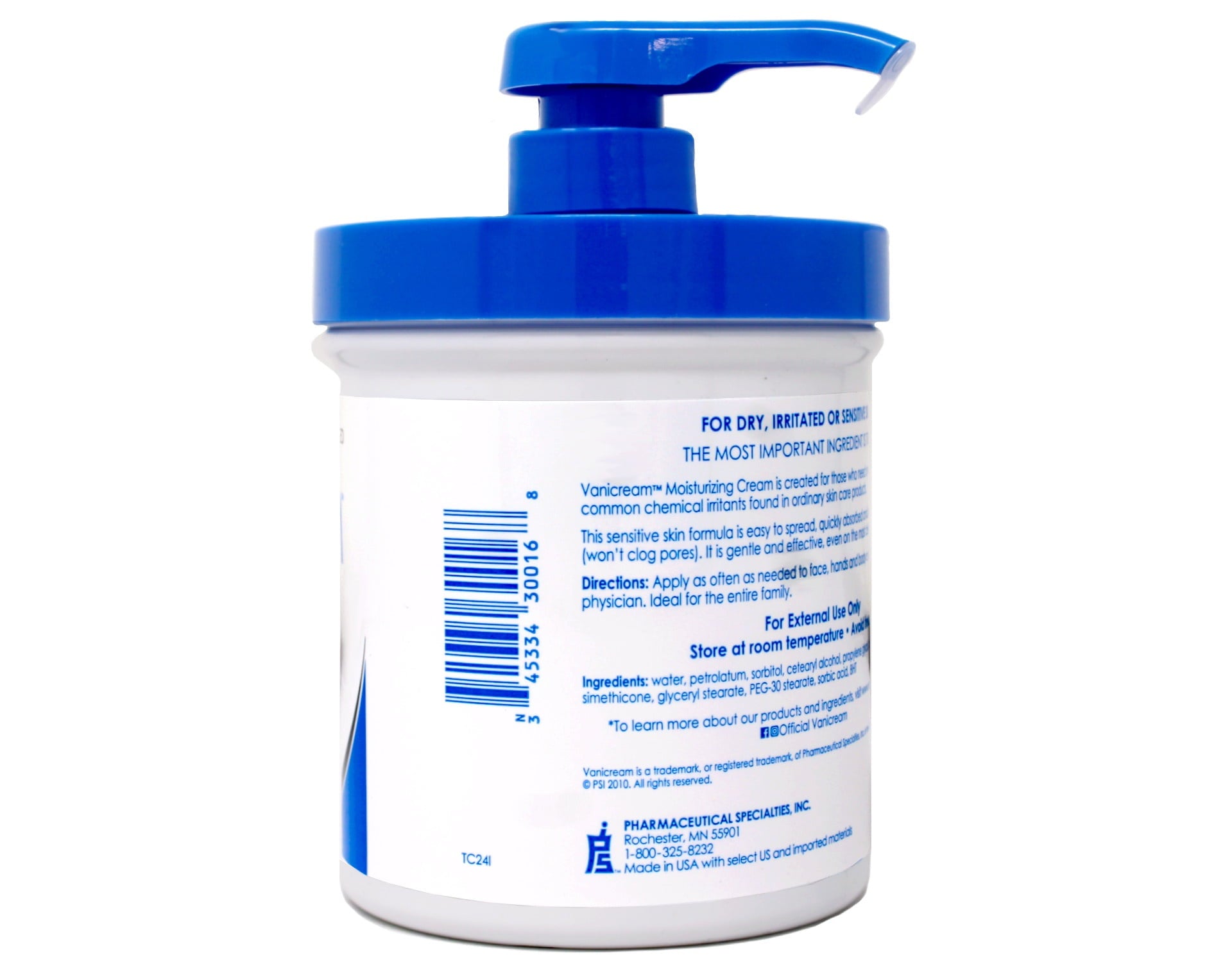 Vanicream Moisturizing Skin Cream for Sensitive Skin with Pump Dispenser - 16 fl oz (1 lb) -2 Pack