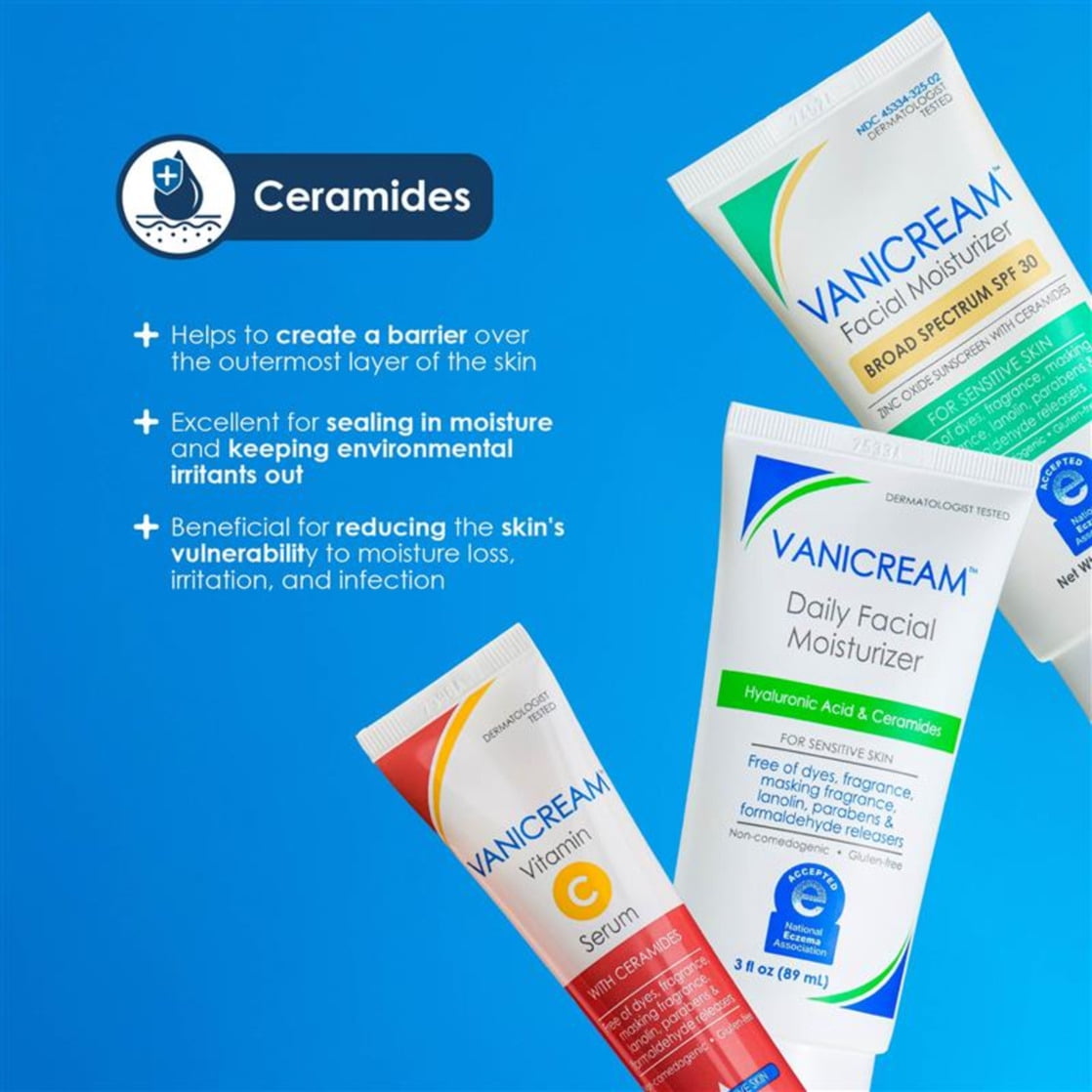 Vanicream Daily Facial Moisturizer with Hyaluronic Acid and Ceramides for Sensitive Skin, 3 fl oz