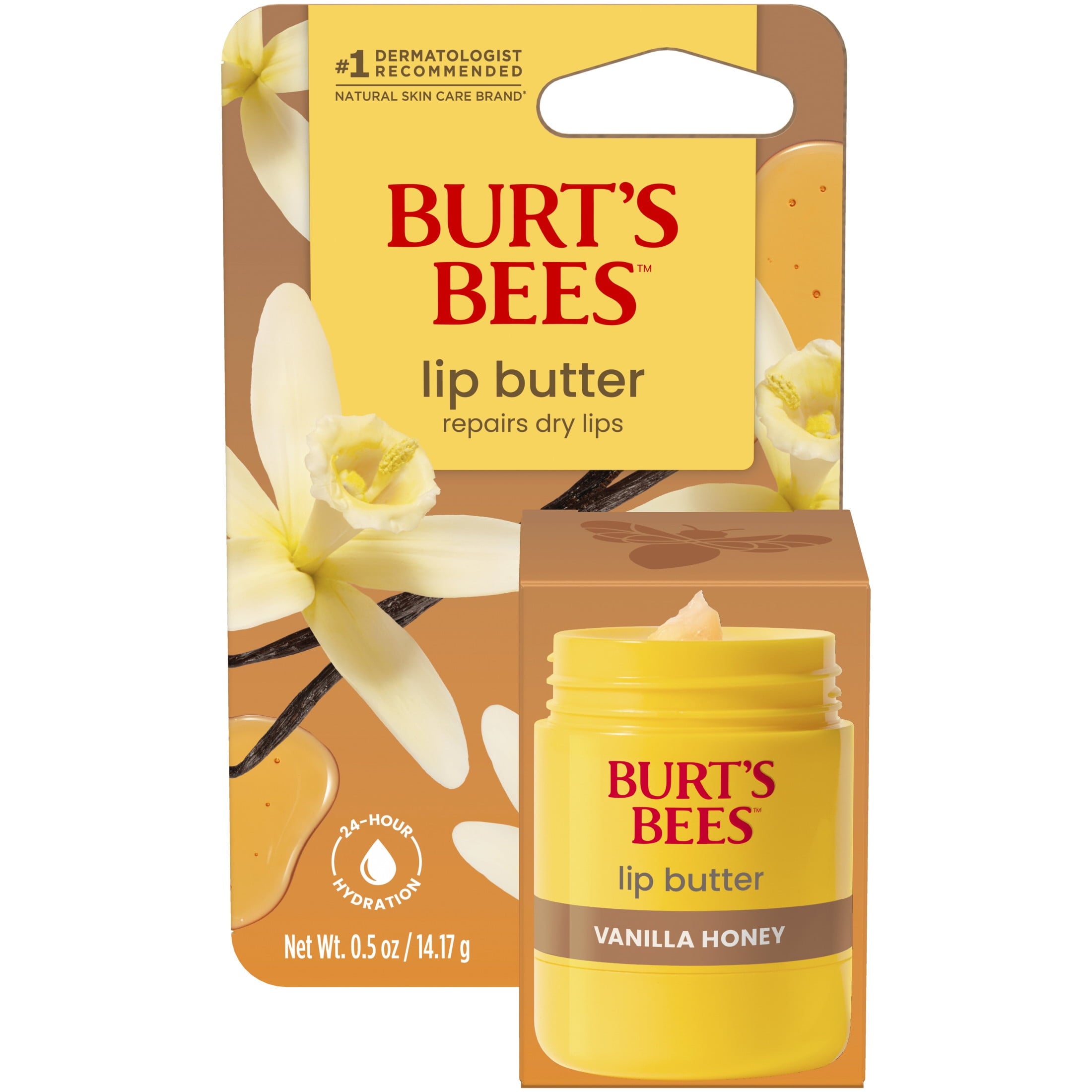 Burt's Bees Vanilla Honey Lip Butter Balm, Twist Up Dispenser, 0.5 Oz.