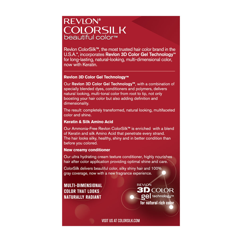 Revlon Colorsilk Beautiful Color Permanent Hair Dye, Dark Brown, At-Home Full Coverage Application Kit, 11 Soft Black, 1 count