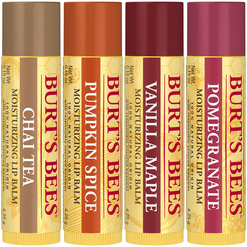 Burt's Bees 100% Natural Origin Moisturizing Lip Balm, Fall Variety Mix, 4 Tubes