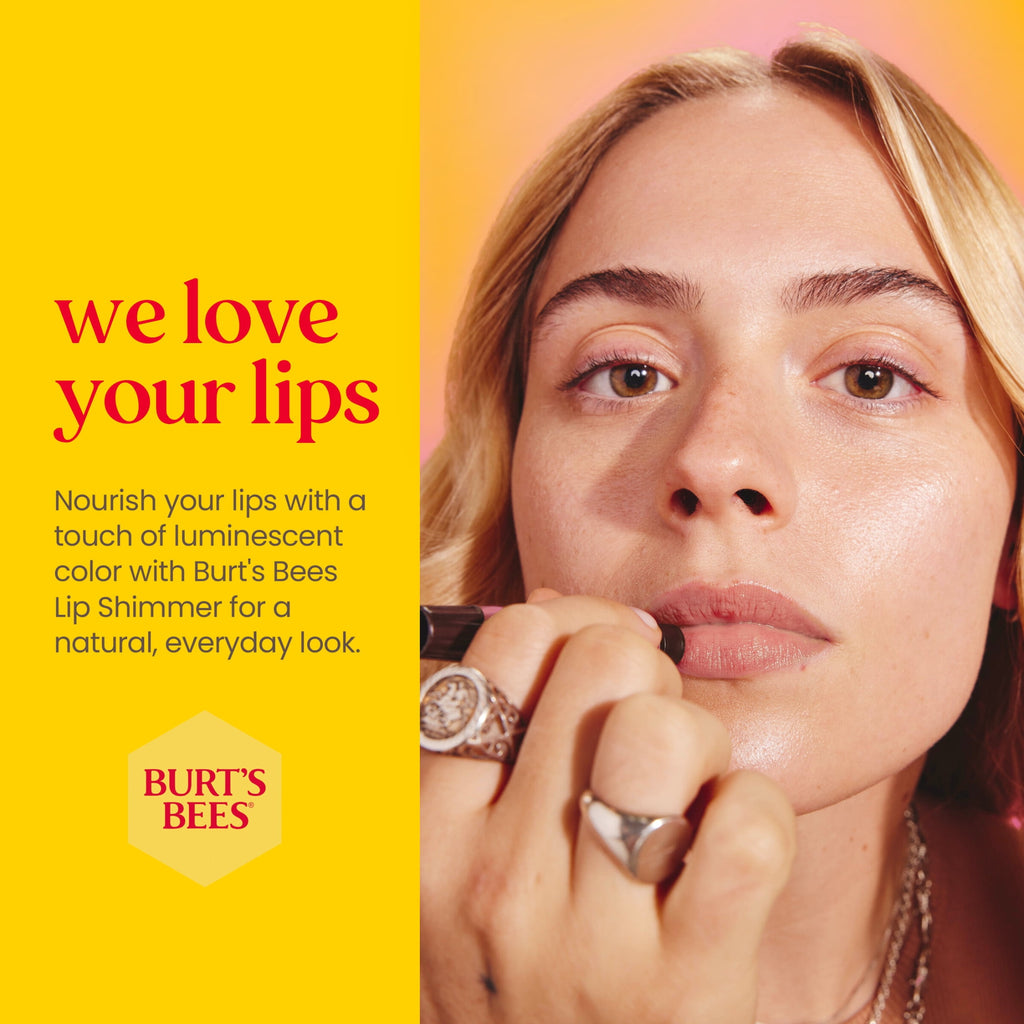 Burt's Bees Peony Lip Shimmer, 1-Pack, 0.09 oz.