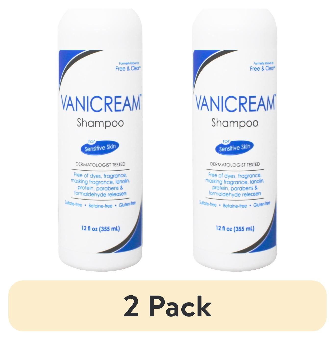 (2 pack) Vanicream Free & Clear Sulfate-Free for Sensitive Skin Adult Daily Shampoo, Fragrance-Free, 12 fl oz