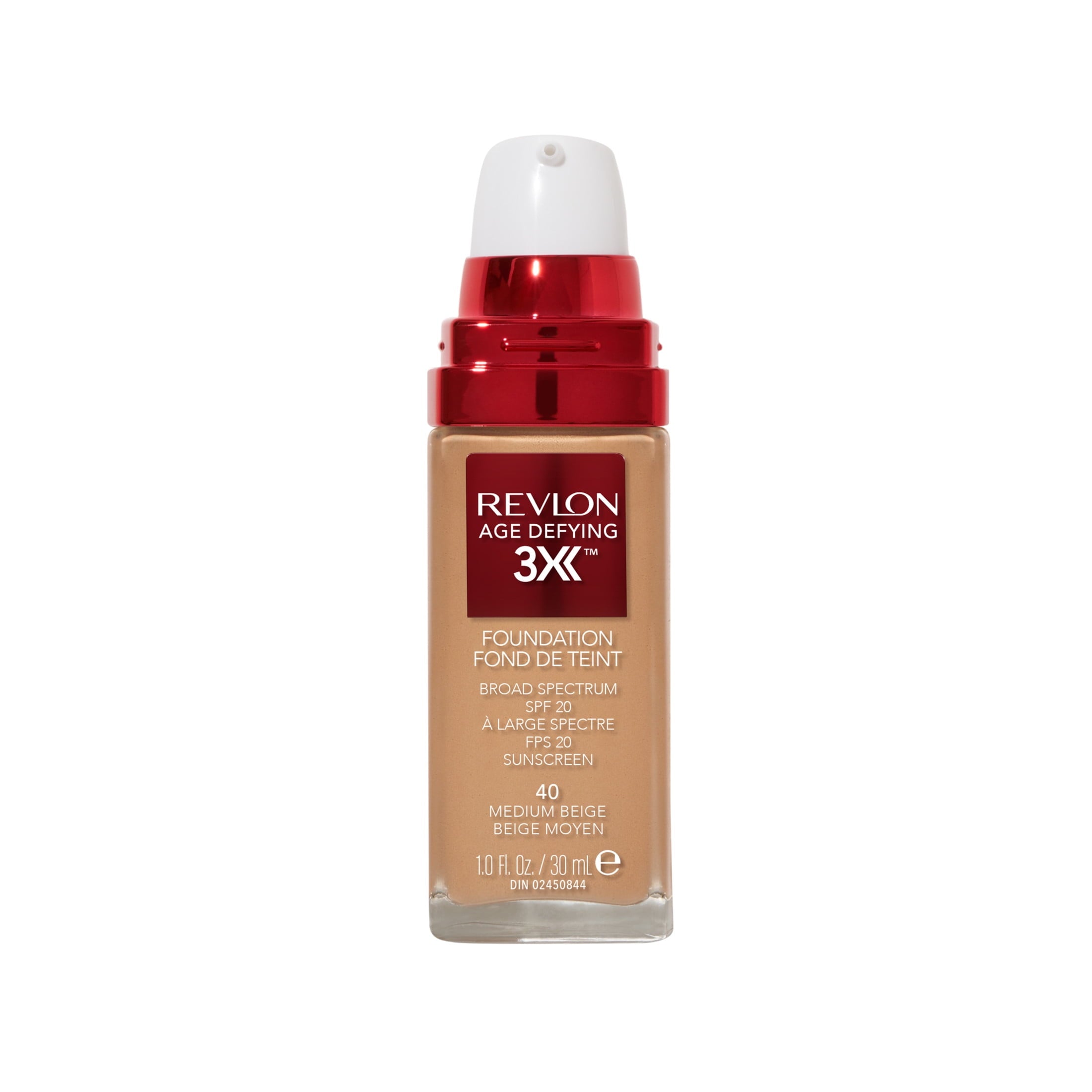 Revlon Age Defying 3X Cream Foundation Makeup, SPF 20, Medium Beige, 1 fl oz