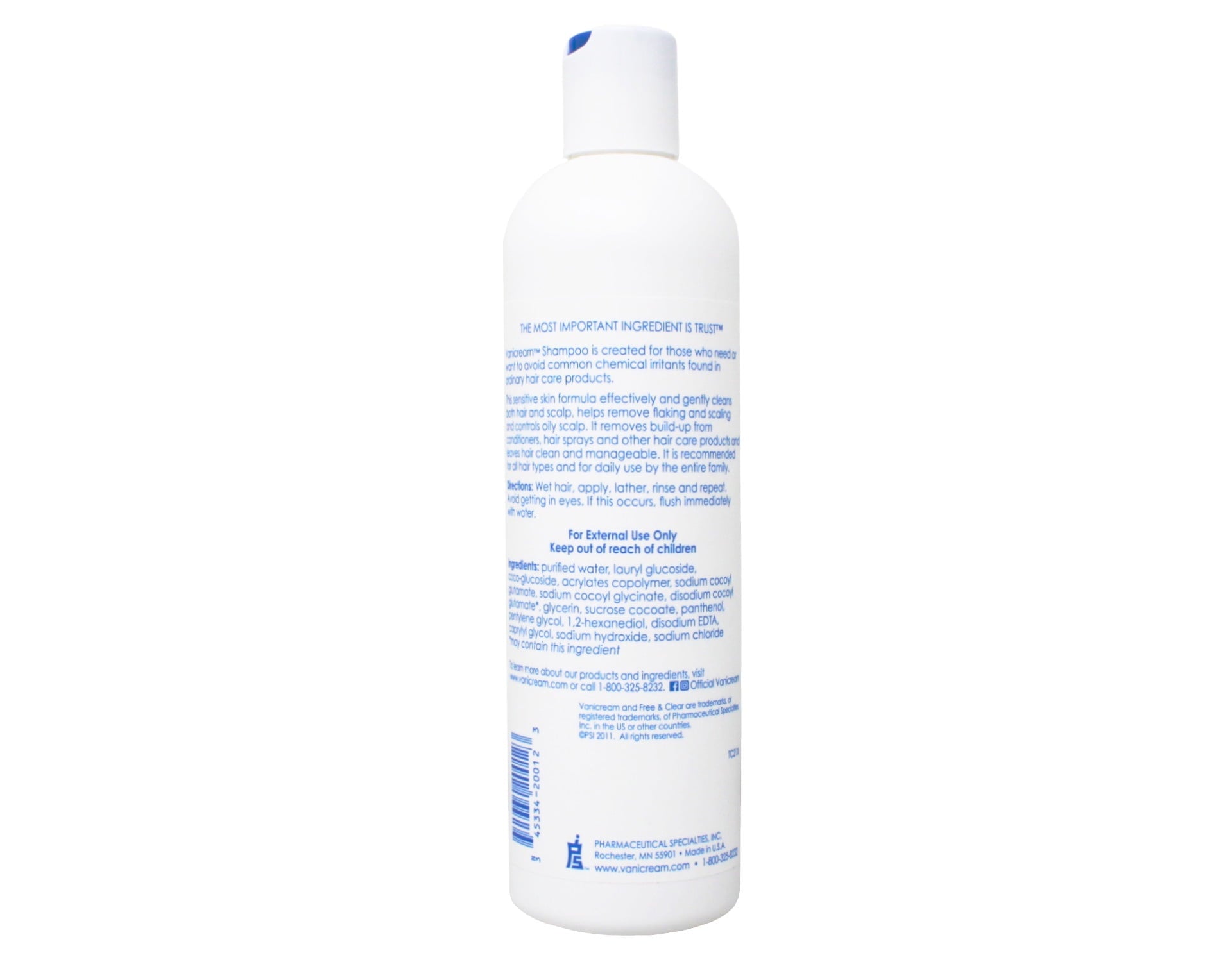 (4 pack) Vanicream Free & Clear Sulfate-Free for Sensitive Skin Adult Daily Shampoo, Fragrance-Free, 12 fl oz