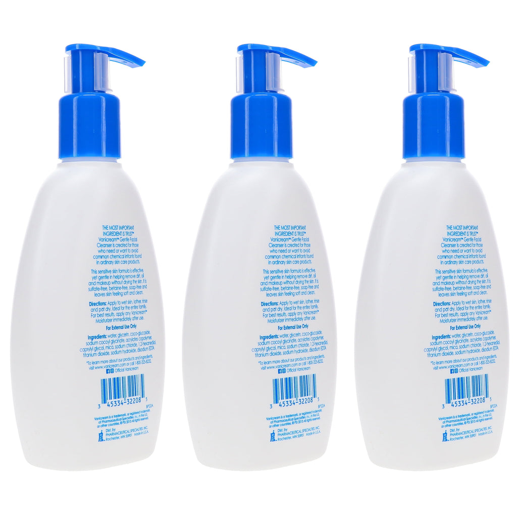 Vanicream Gentle Facial Cleanser 8 oz 3 Pack