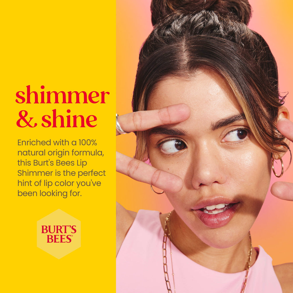 Burt's Bees Peony Lip Shimmer, 1-Pack, 0.09 oz.