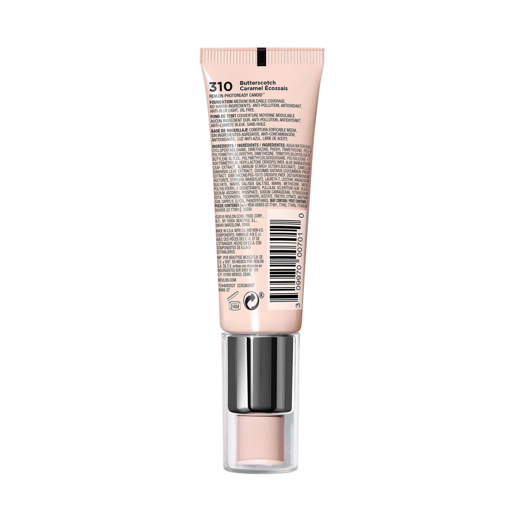 Revlon PhotoReady Candid Natural Finish Anti-Pollution Foundation, 310 Butterscotch, 0.75 fl oz.