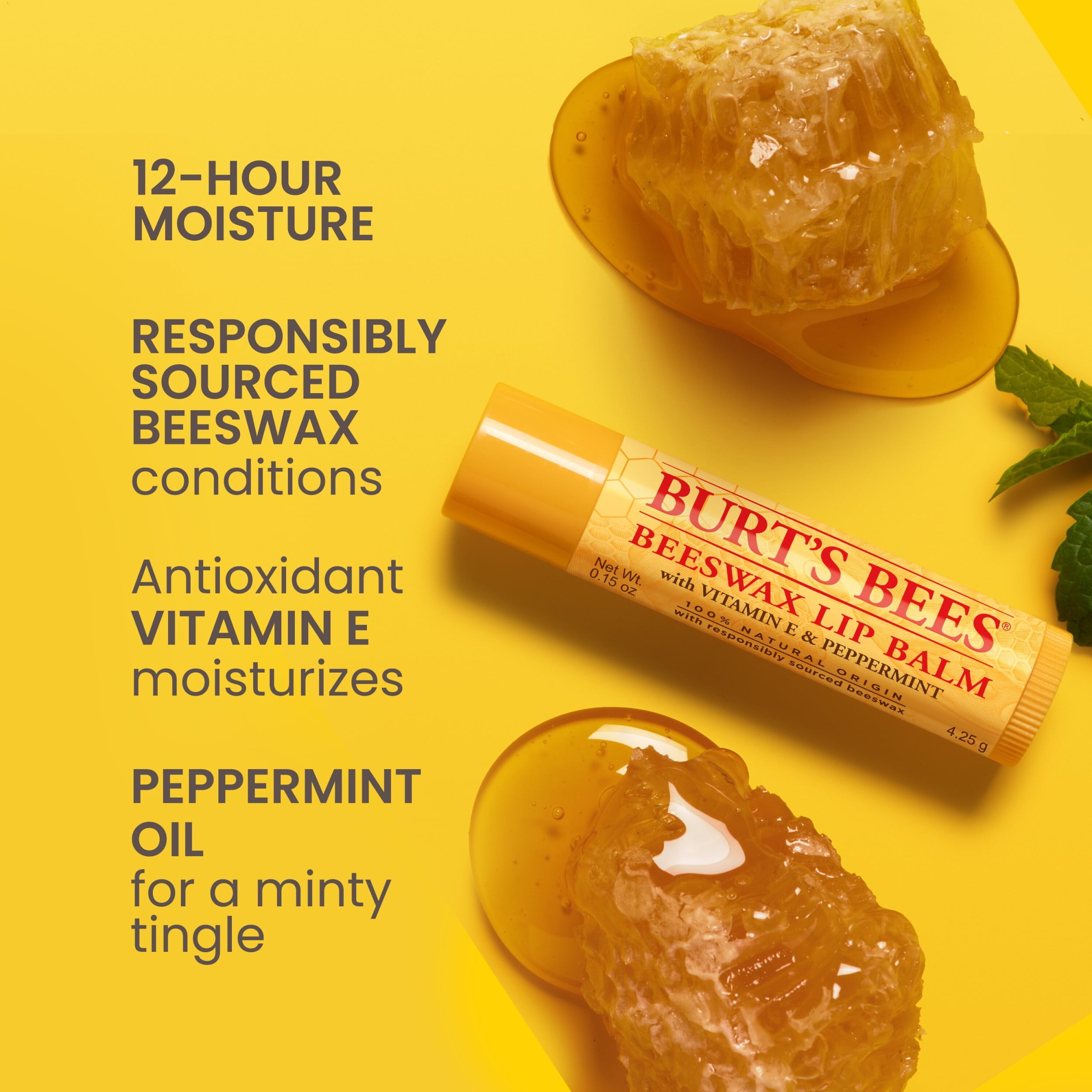 Burts Bees 100% Natural Origin Moisturizing Lip Balm, Original Beeswax, 2 Tube
