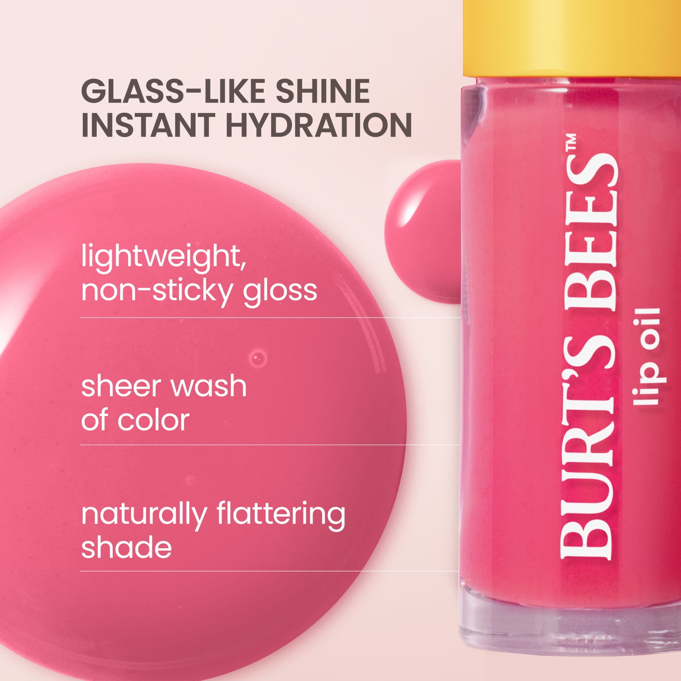 Burt's Bees Pink Sky Lip Oil Gloss with Wand Applicator, 0.15 oz.