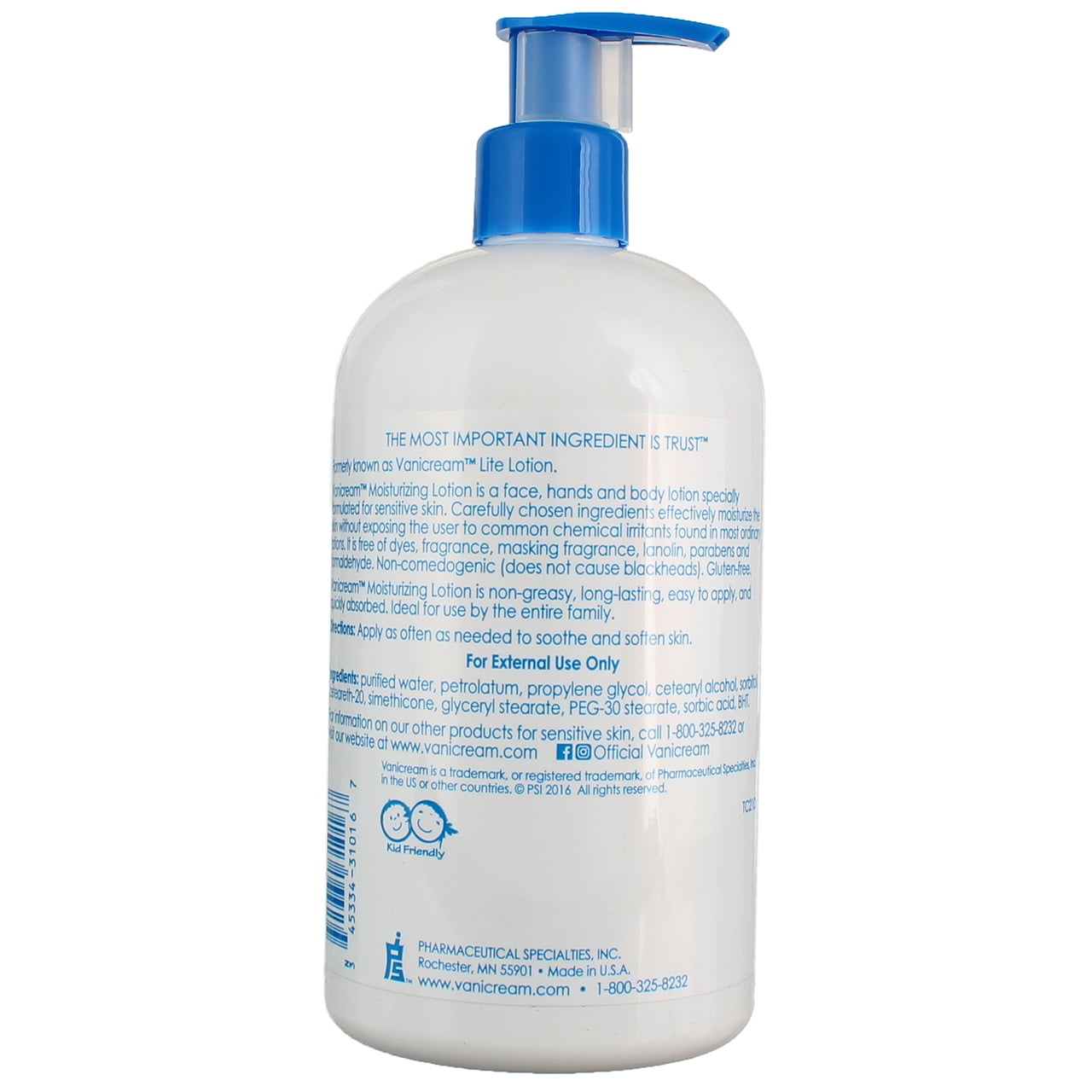 Vanicream, Moisturizing Lotion, For Sensitive Skin, Fragrance Free, 16 oz Pack of 4