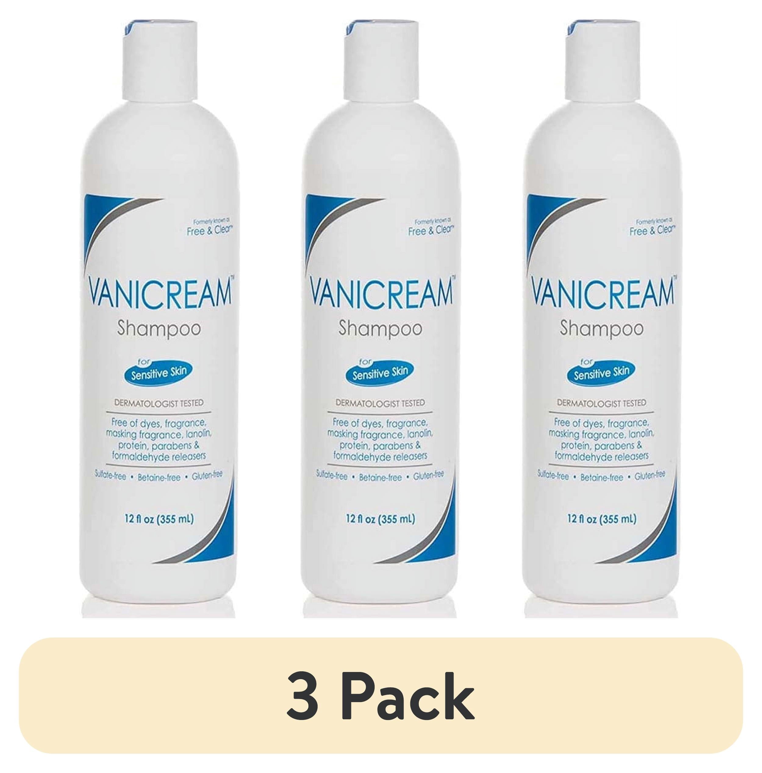 (3 pack) Vanicream Shampoo for Sensitive Skin Dermatologist Tested Free of Dyes Fragrance Parabens and Formaldehyde Releasers Sulfate-Free 12 fl oz (Pack of 1)