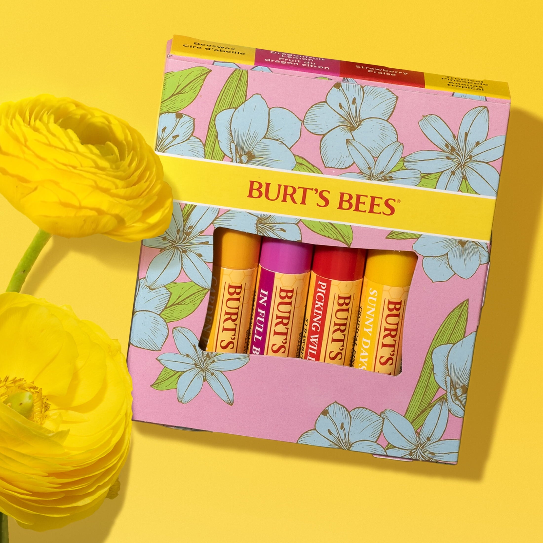 Burt's Bees Beeswax Bounty In Full Bloom Lip Balm Gift Set, 4-Pack, 0.15 oz.