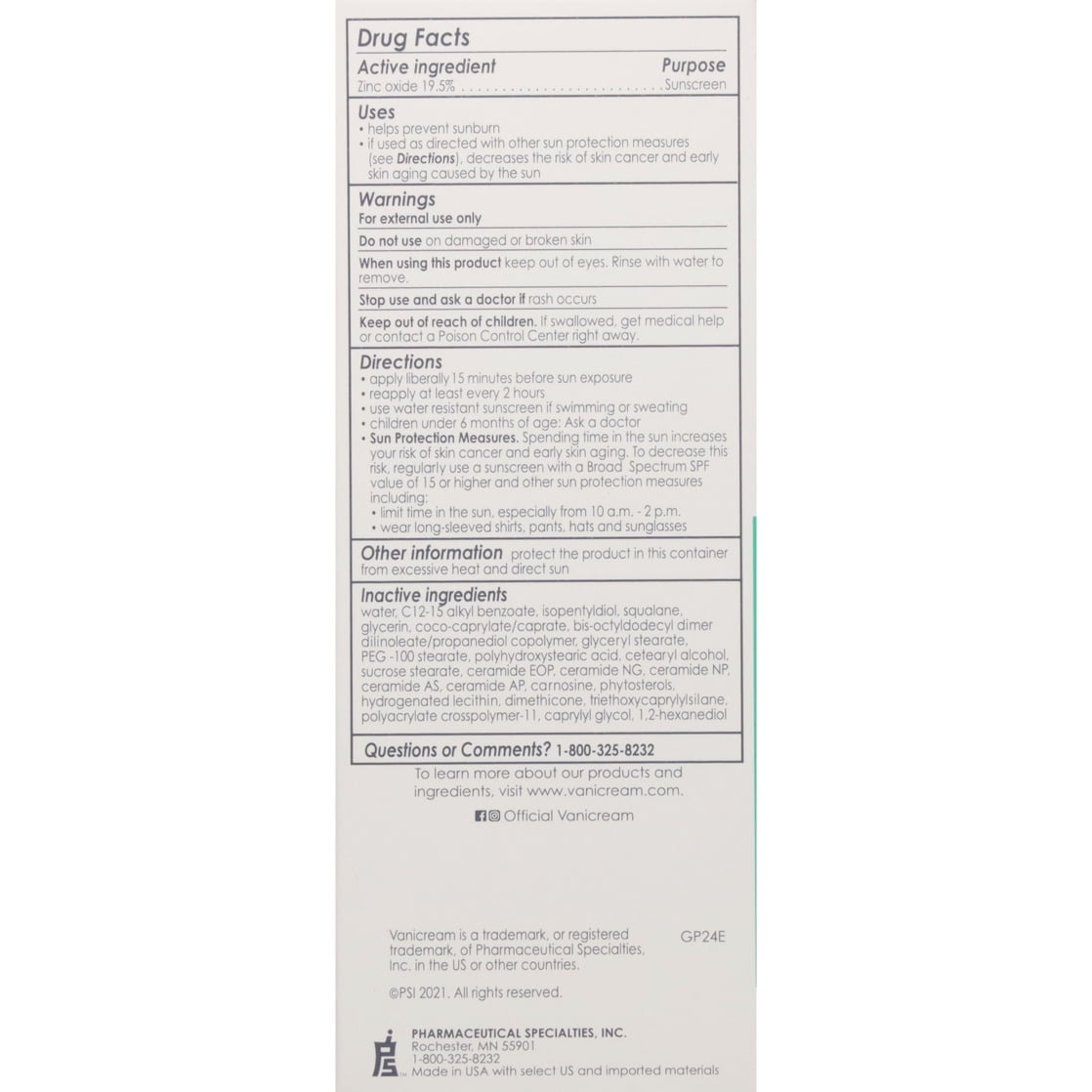 Vanicream Facial Moisturizer with SPF 30, Sunscreen with Ceramides, for Sensitive Skin, 2.5 OZ