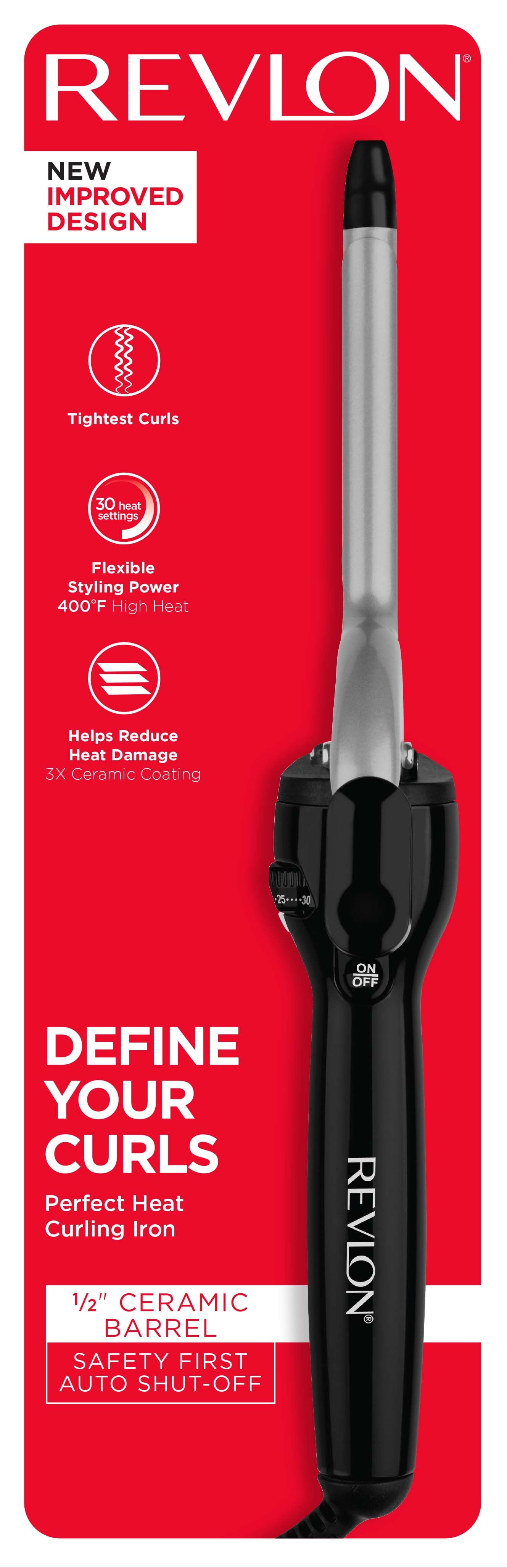 Revlon Perfect Heat 1/2" Triple Ceramic Curling Iron, Black