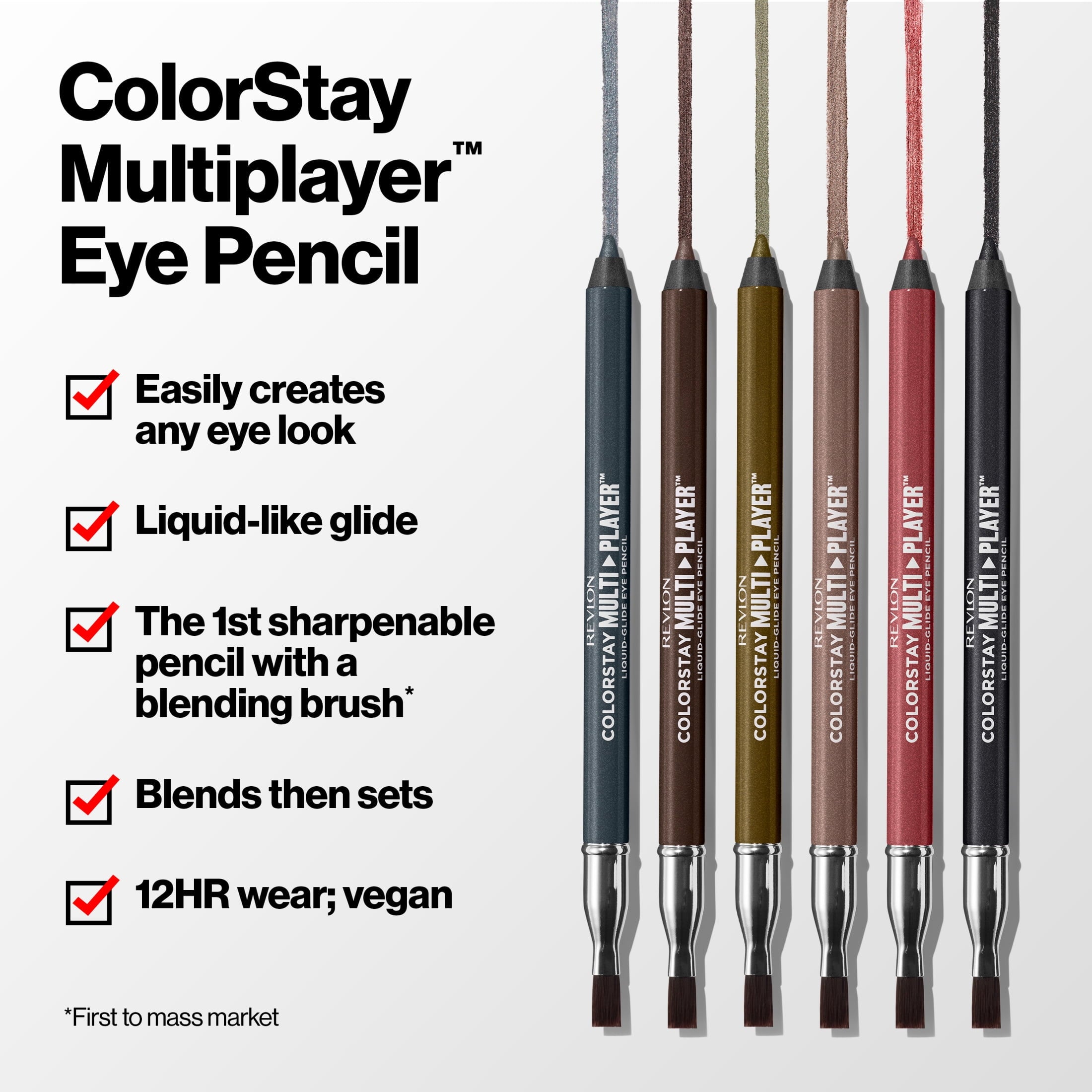 Revlon ColorStay Multiplayer Liquid-Glide Eye Pencil, Waterproof Eye Liner, 406 Queen of Hearts, 0.03 oz