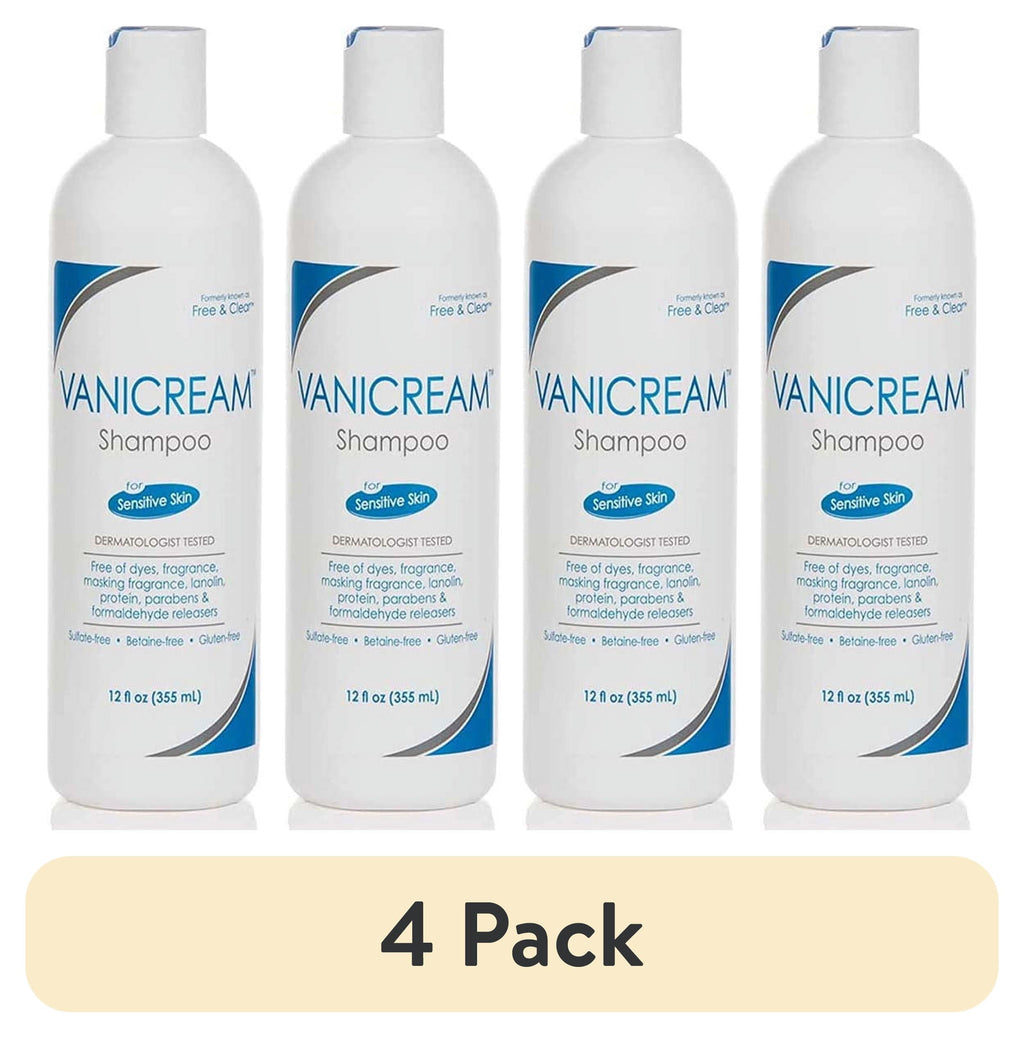 (4 pack) Vanicream Shampoo for Sensitive Skin Dermatologist Tested Free of Dyes Fragrance Parabens and Formaldehyde Releasers Sulfate-Free 12 fl oz (Pack of 1)