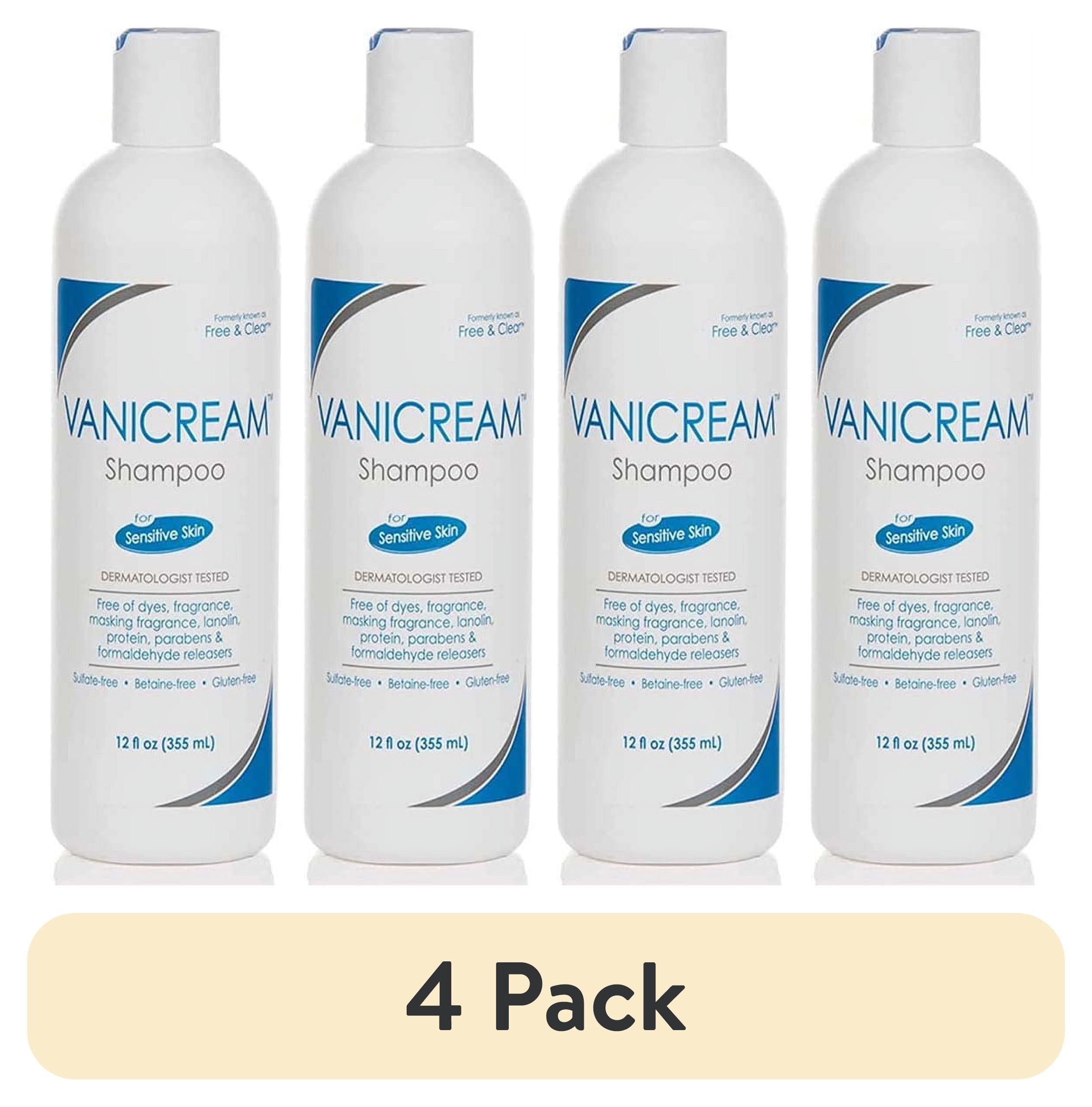 (4 pack) Vanicream Shampoo for Sensitive Skin Dermatologist Tested Free of Dyes Fragrance Parabens and Formaldehyde Releasers Sulfate-Free 12 fl oz (Pack of 1)