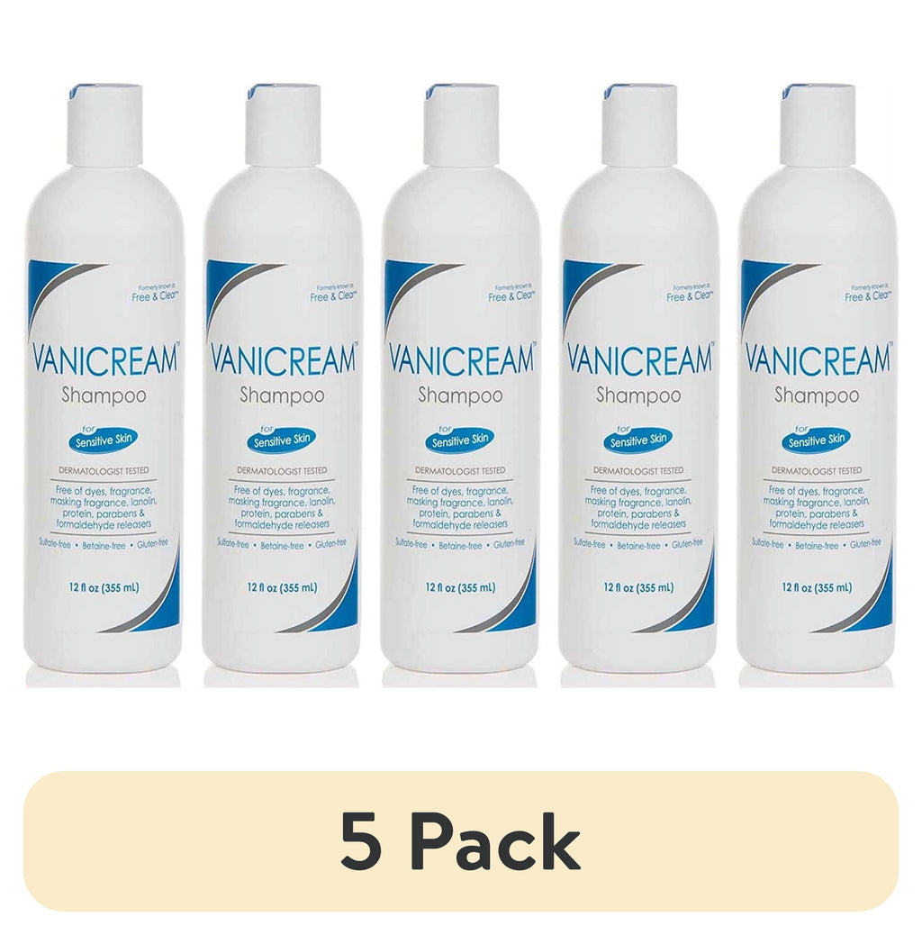 (5 pack) Vanicream Shampoo for Sensitive Skin Dermatologist Tested Free of Dyes Fragrance Parabens and Formaldehyde Releasers Sulfate-Free 12 fl oz (Pack of 1)