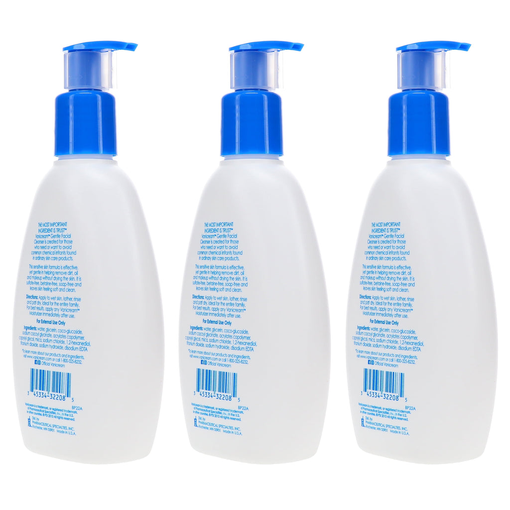 Vanicream Gentle Facial Cleanser 8 oz 3 Pack