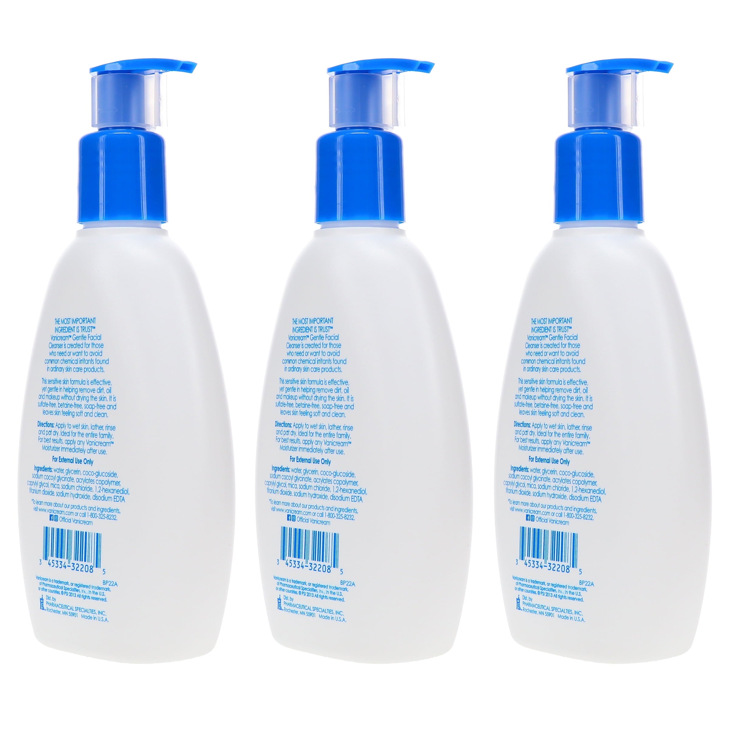 Vanicream Gentle Facial Cleanser 8 oz 3 Pack