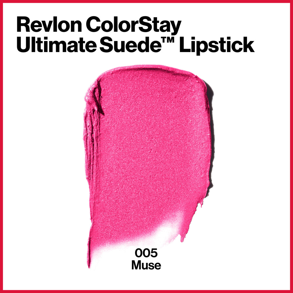 Revlon ColorStay Ultimate Suede Lipstick, Longwear Soft, Ultra-Hydrating High-Impact Lip Color, Formulated with Vitamin E, 005 Muse, 0.09 oz
