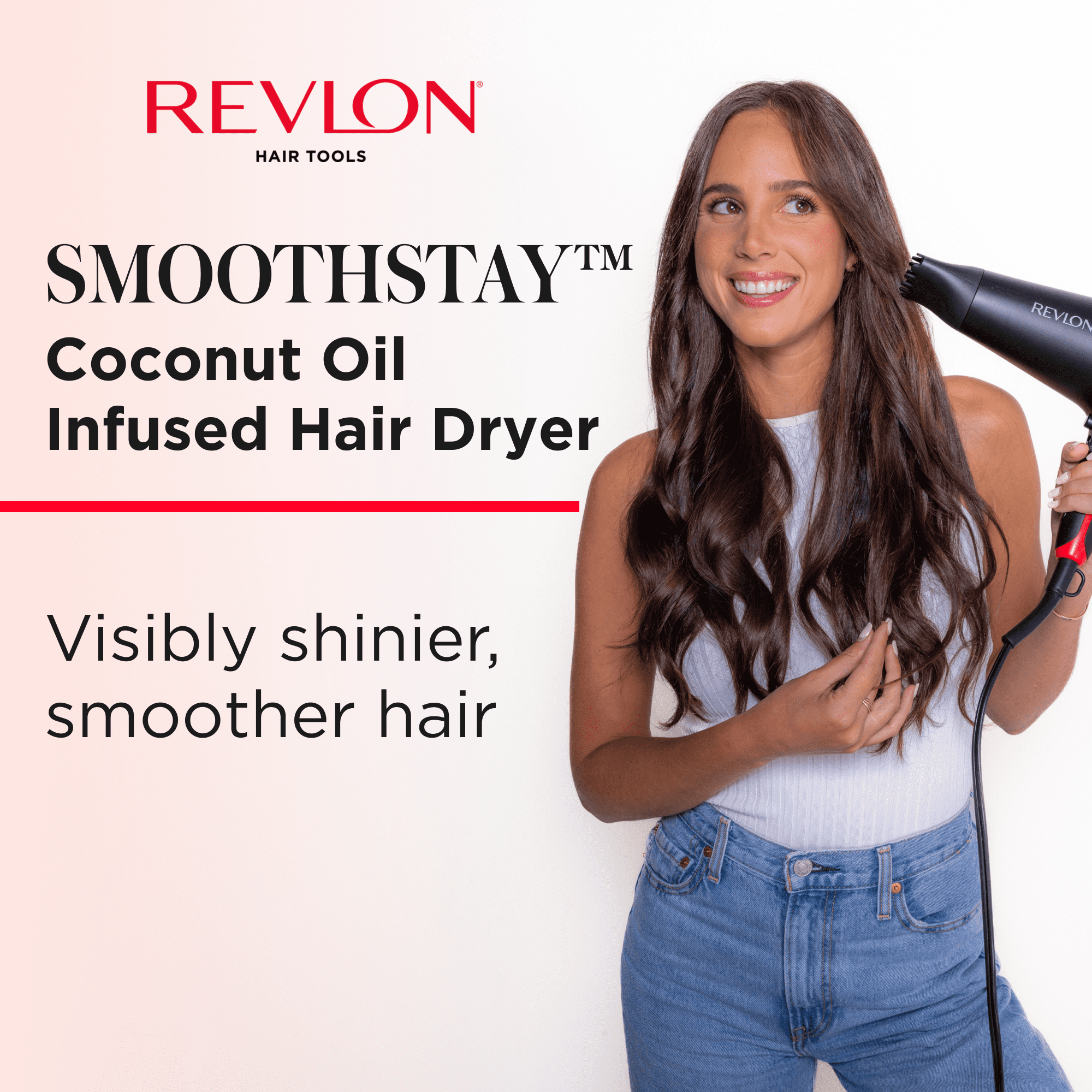 Revlon Smoothstay Coconut Oil-Infused Ceramic Hair Dryer with Diffuser, Black