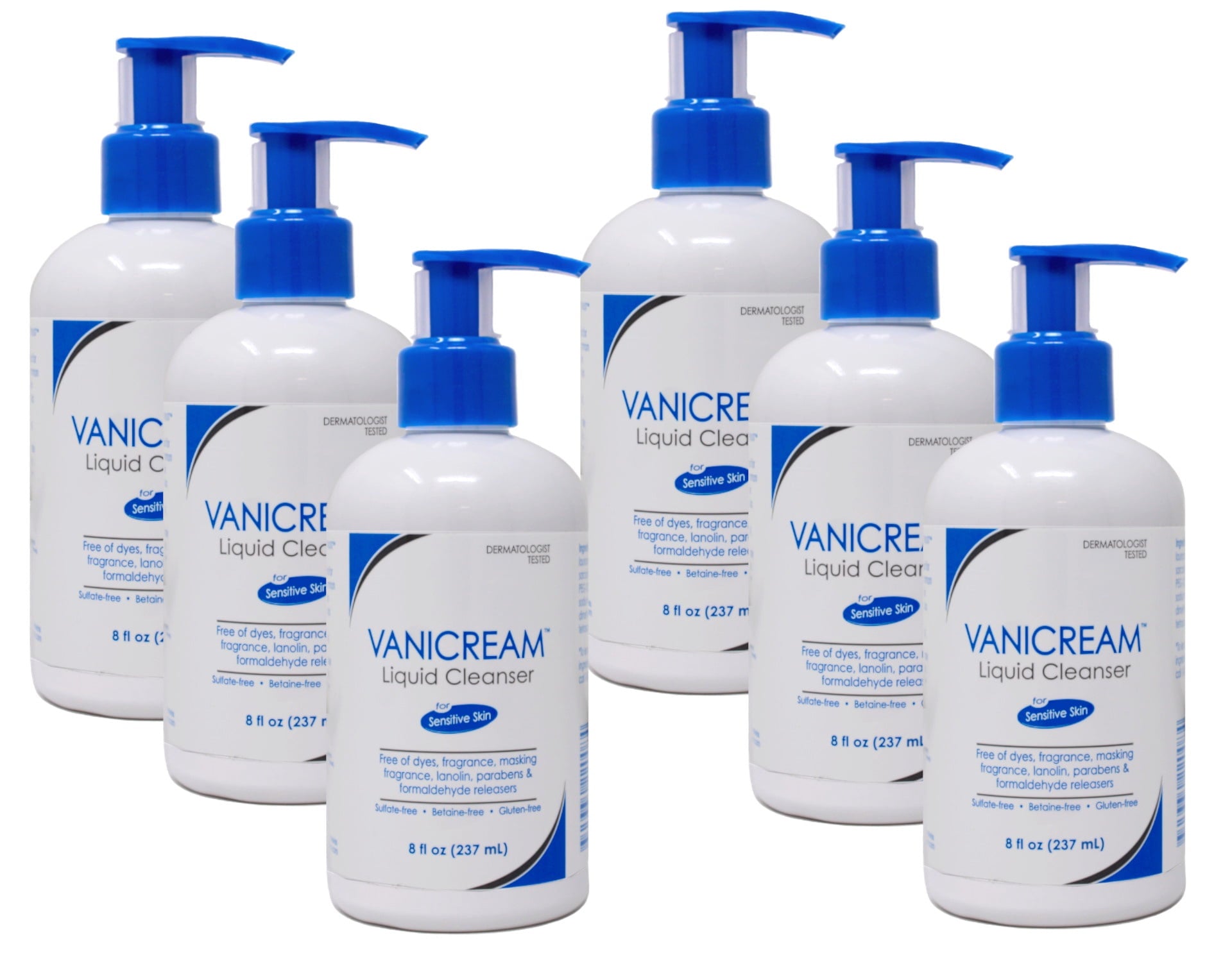 6 Pack Free & Clear Liquid Clean ser For Sensitive Skin 8 oz Each
