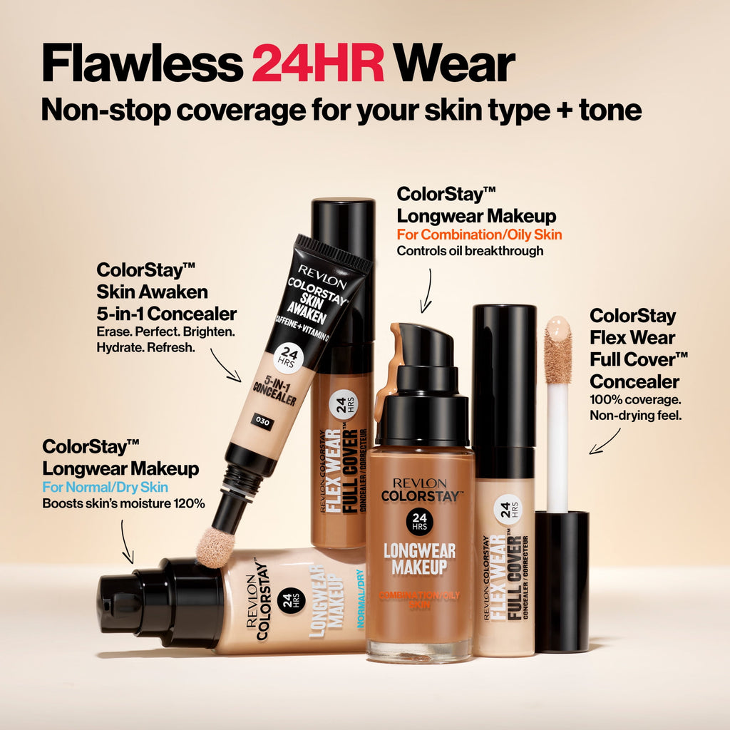 Revlon ColorStay Flex Wear Concealer, Full Coverage, 24HR Wear, 075 Hazelnut, 0.34 fl oz