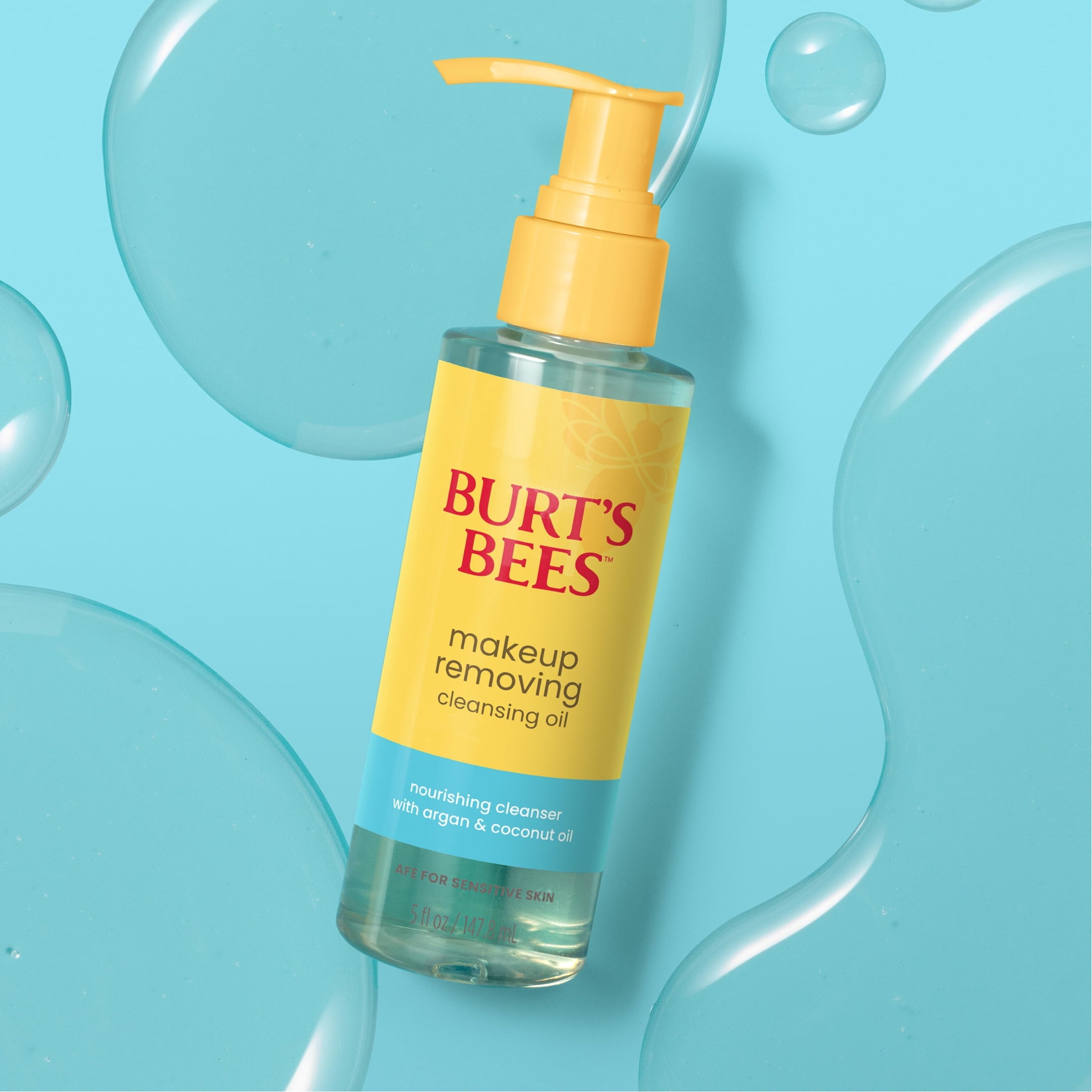 Burt's Bees Makeup Removing Cleansing Face Oil, with Aloe, Argan and Coconut Oil, 5 fl oz