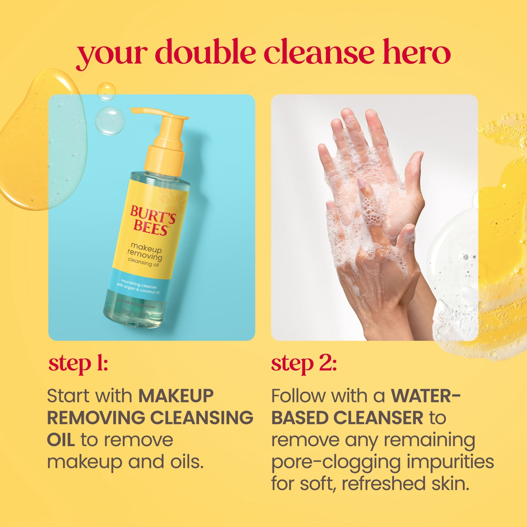 Burt's Bees Makeup Removing Cleansing Face Oil, with Aloe, Argan and Coconut Oil, 5 fl oz