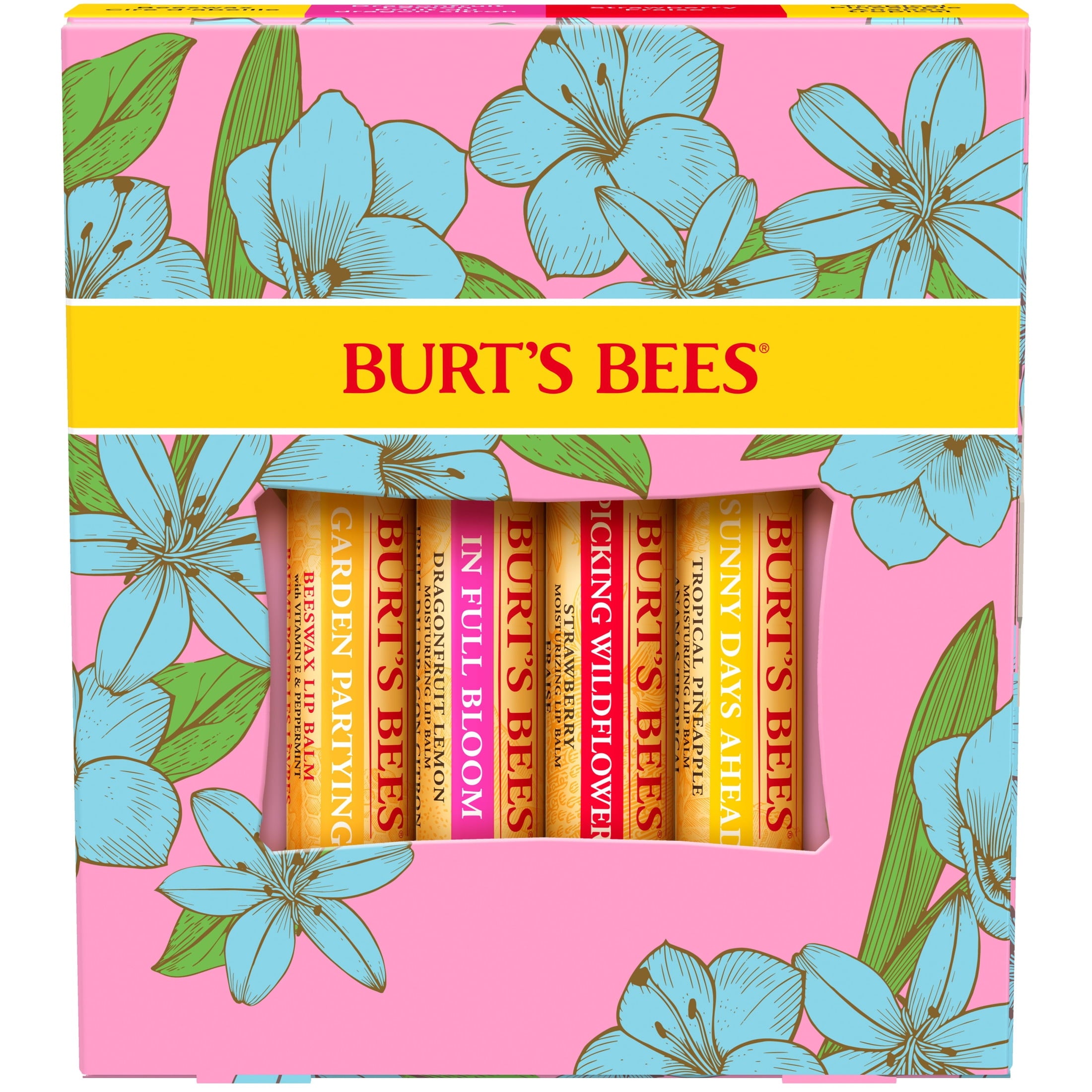 Burt's Bees Beeswax Bounty In Full Bloom Lip Balm Gift Set, 4-Pack, 0.15 oz.