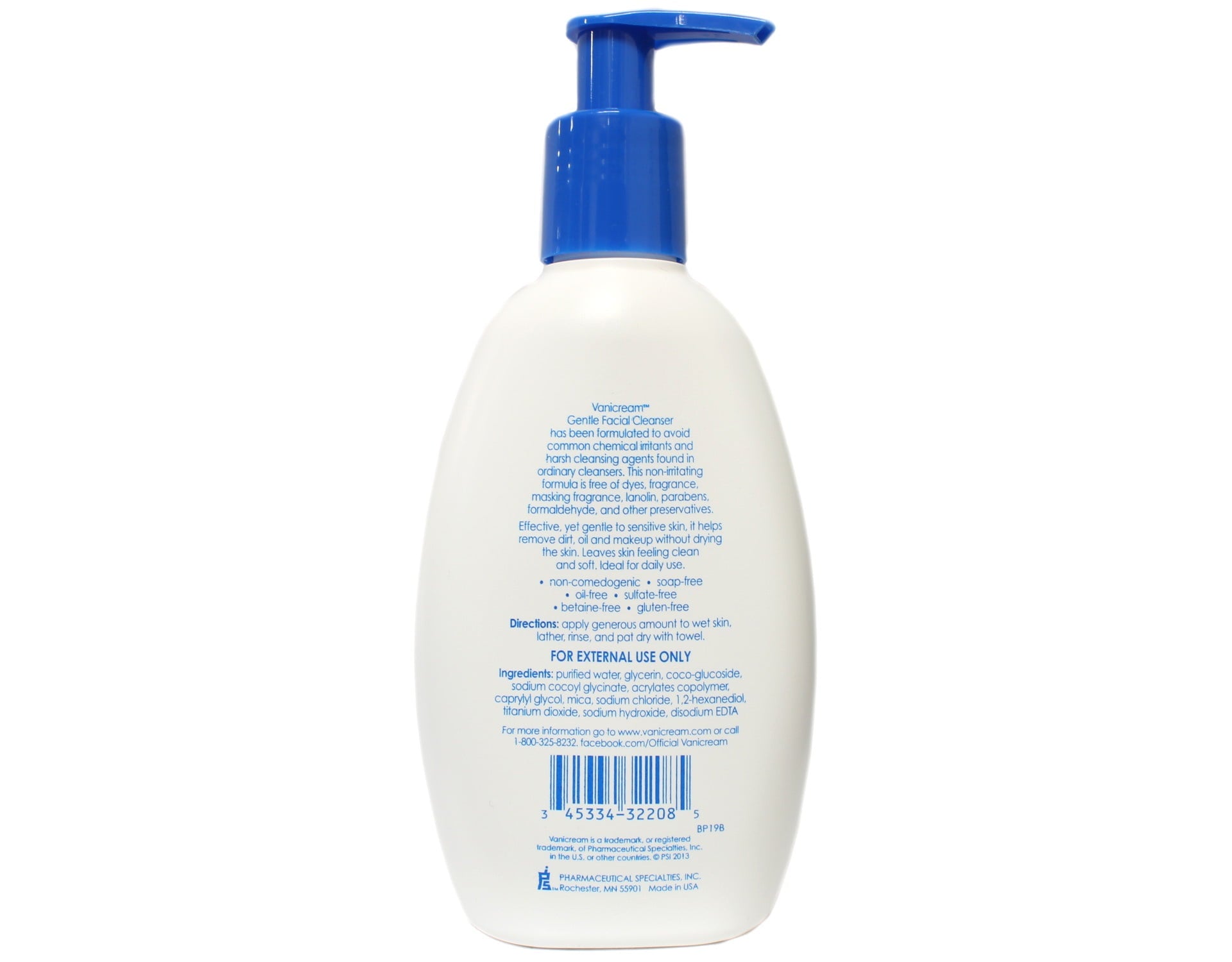 Vanicream, Gentle Facial Cleanser, For Sensitive Skin, Fragrance Free, 8 fl oz - 2 Pack