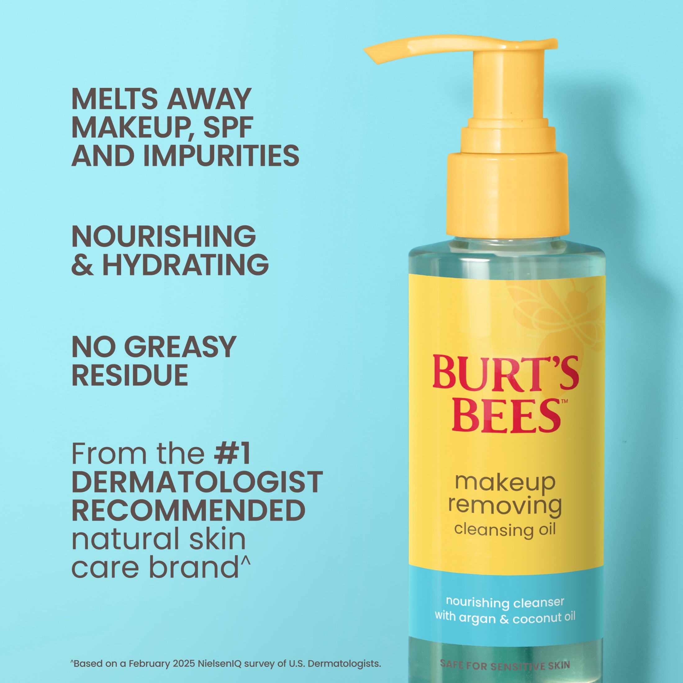 Burt's Bees Makeup Removing Cleansing Face Oil, with Aloe, Argan and Coconut Oil, 5 fl oz