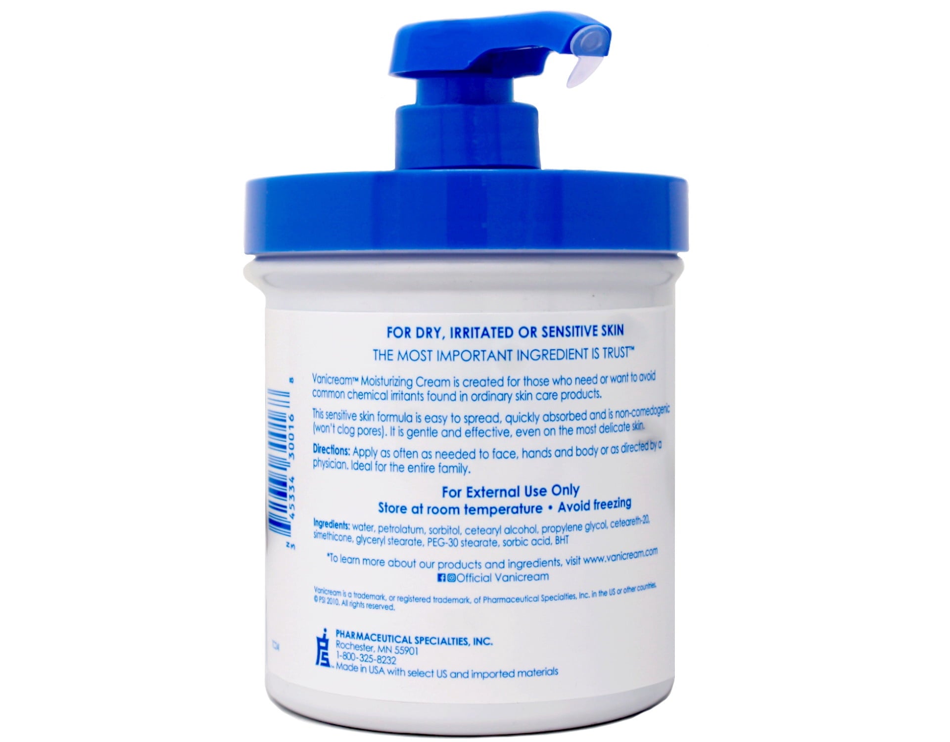 Vanicream Moisturizing Skin Cream for Sensitive Skin with Pump Dispenser - 16 fl oz (1 lb) (Pack of 2)