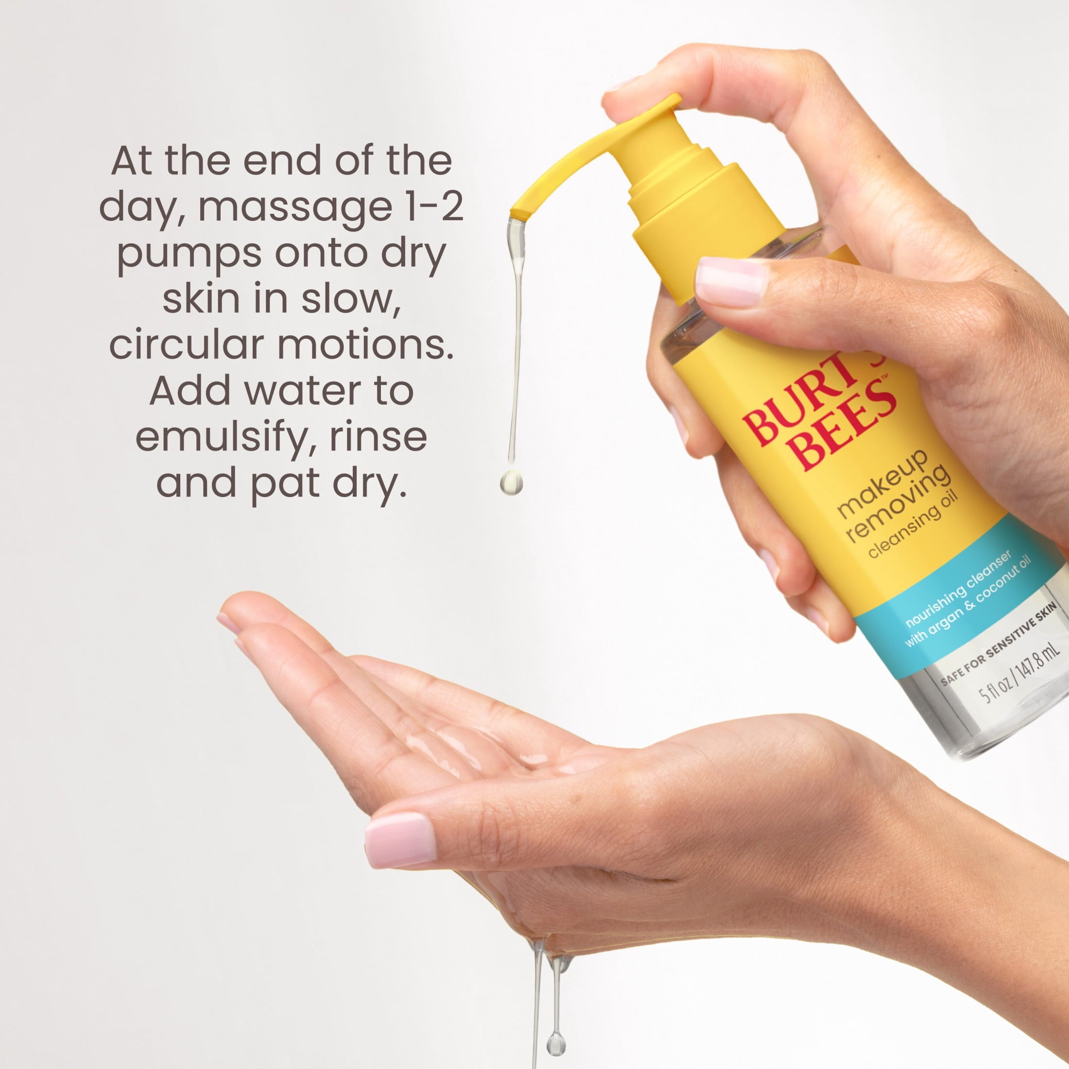 Burt's Bees Makeup Removing Cleansing Face Oil, with Aloe, Argan and Coconut Oil, 5 fl oz