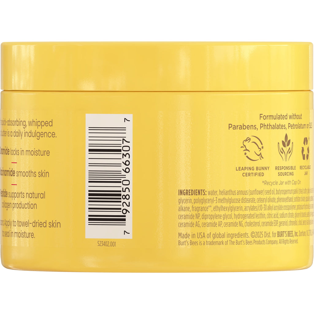 Burt's Bees Boosted Body Whipped Butter Moisturizing Lotion, 24 Hour Moisture 6.5 oz. Jar