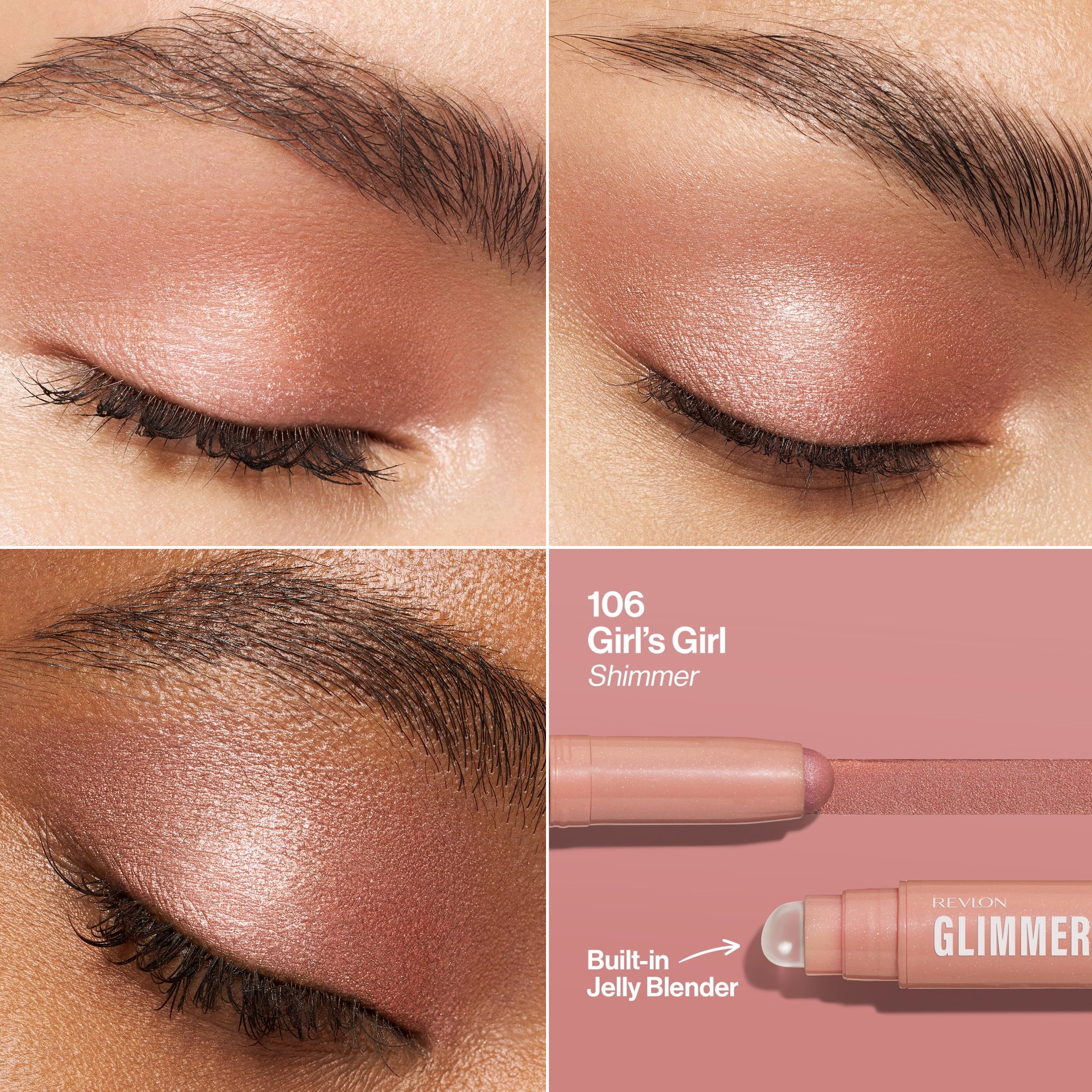 Revlon Glimmer Eyeshadow Multi-Stick Eye Makeup with Jelly Blender, 106 Girl's Girl