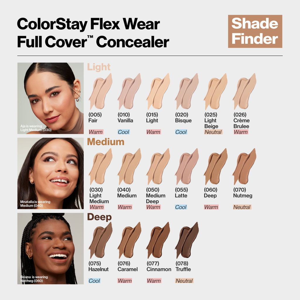 Revlon ColorStay Flex Wear Concealer, Full Coverage, 24HR Wear, 060 Deep, 0.34 fl oz