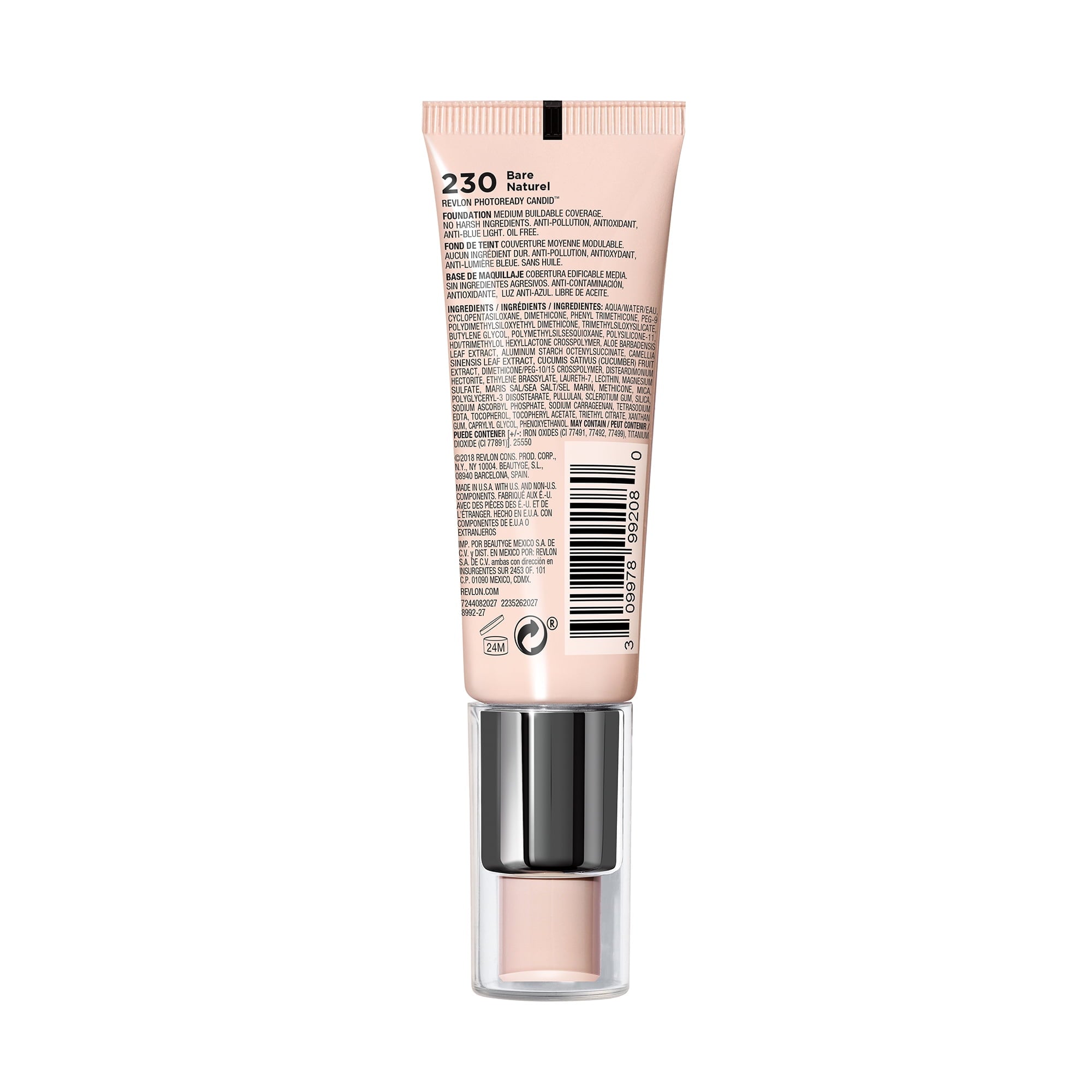 Revlon PhotoReady Candid Natural Finish Anti-Pollution Foundation, 230 Bare, 0.75 fl oz.