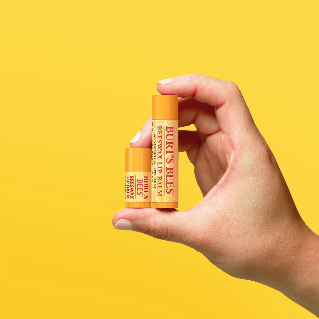 (3 pack) Burt's Bees 100% Natural Origin Moisturizing Beeswax Lip Balm, Peppermint, 1-Pack, 0.15 oz