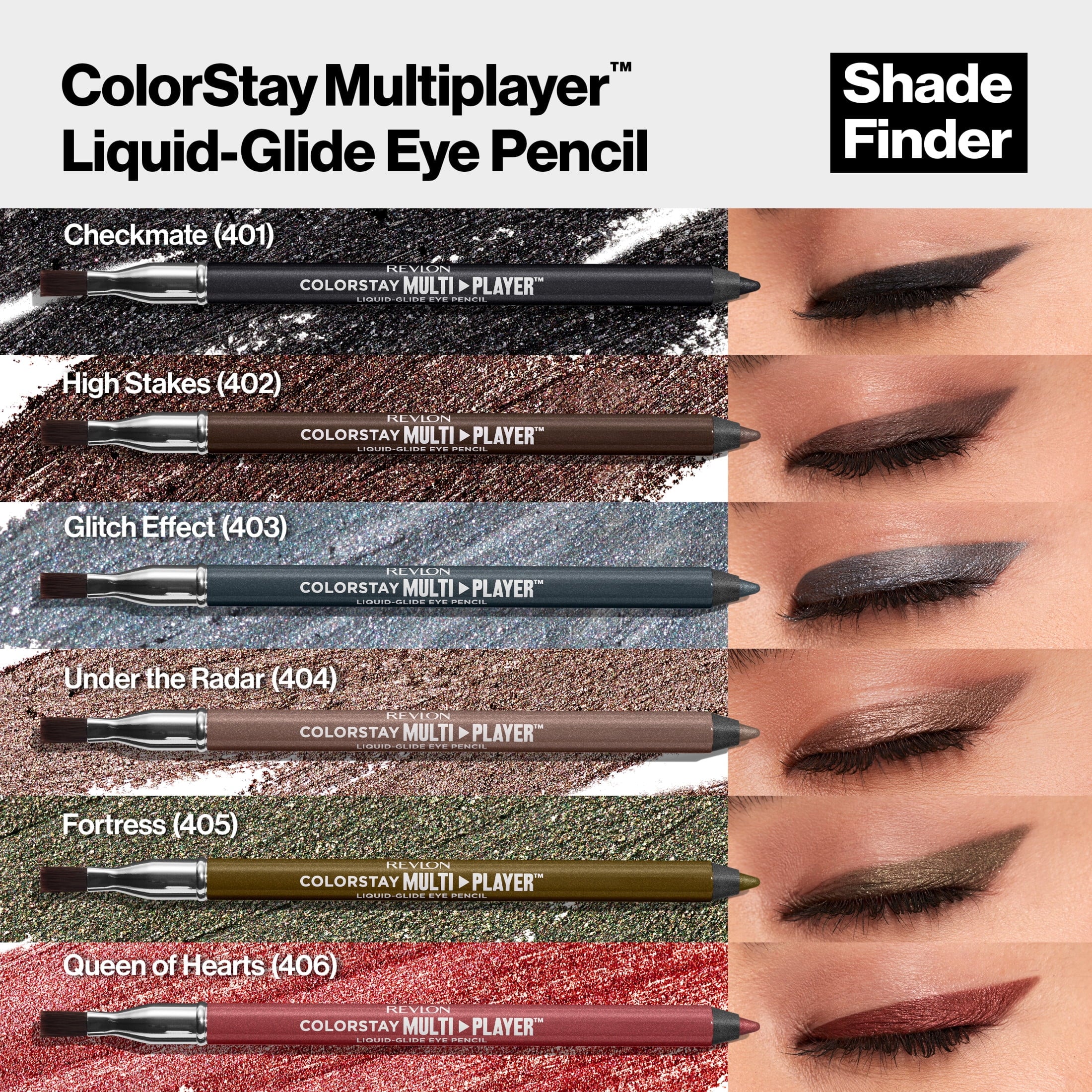 Revlon ColorStay Multiplayer Liquid-Glide Eye Pencil, Waterproof Eye Liner, 406 Queen of Hearts, 0.03 oz